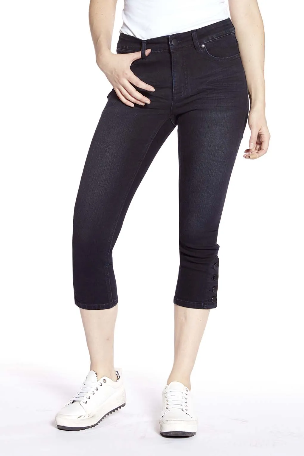 LUCY - 5-Pocket Capri - Blue Black Wash