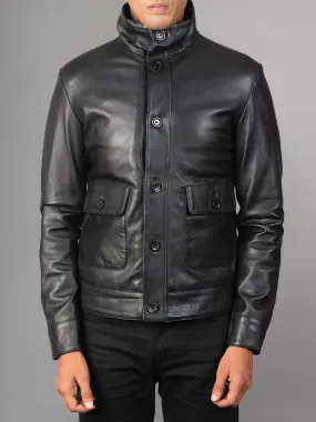 Men Cafe Racer Classic Fashion Motorbike Black Leather Jacket