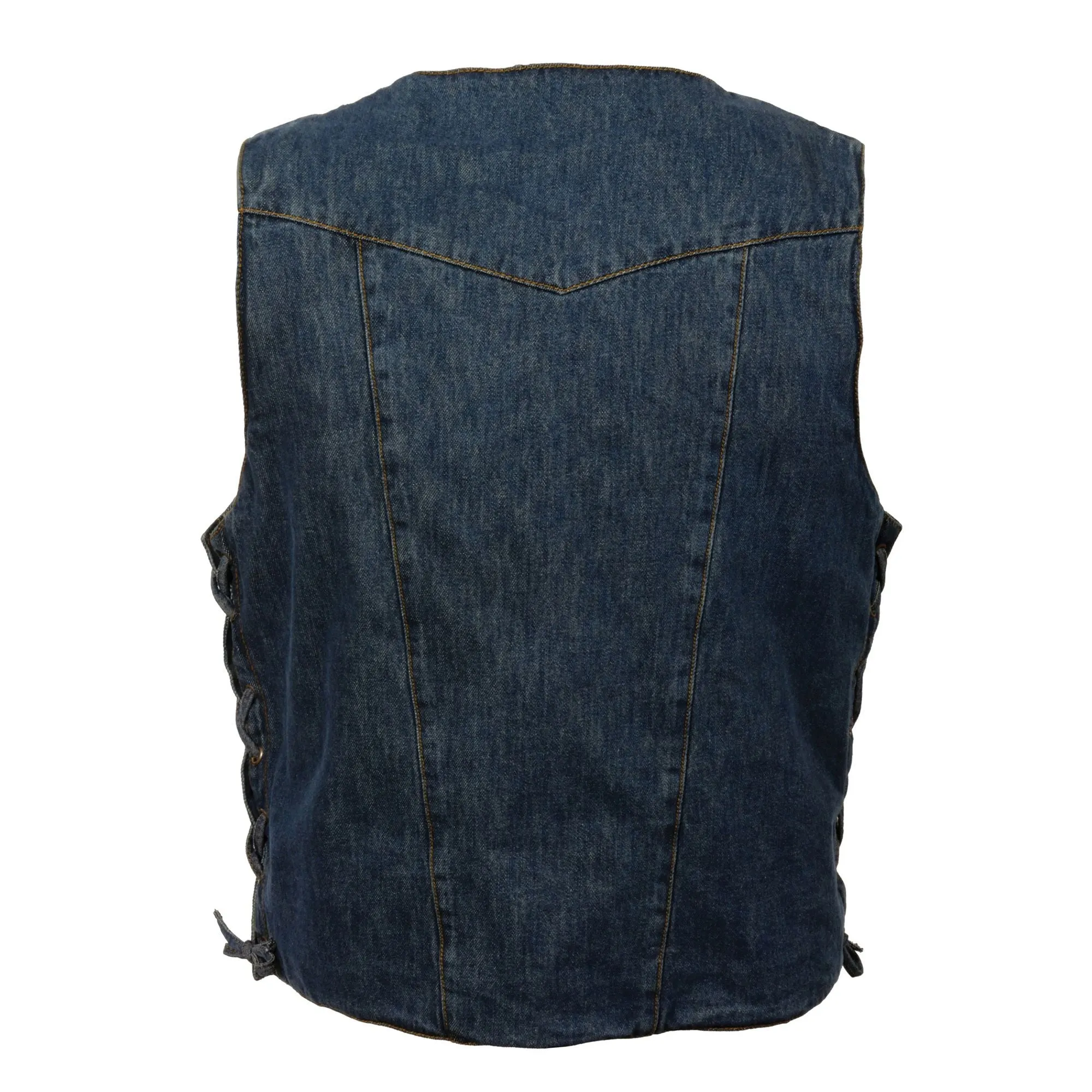 Men's 10 Pocket Side Lace Denim Vest