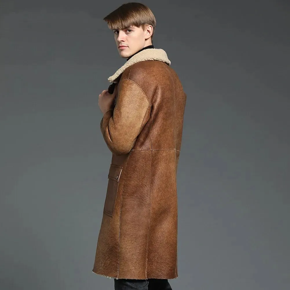 Men's B3 Shearling Jacket - Long Winter Slim Coat