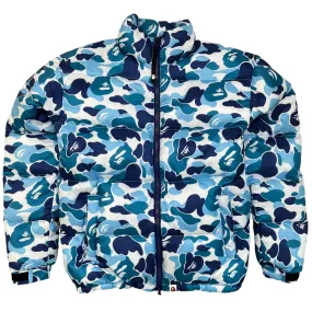 Men's Camouflage Logo Down Jacket Blue Size S