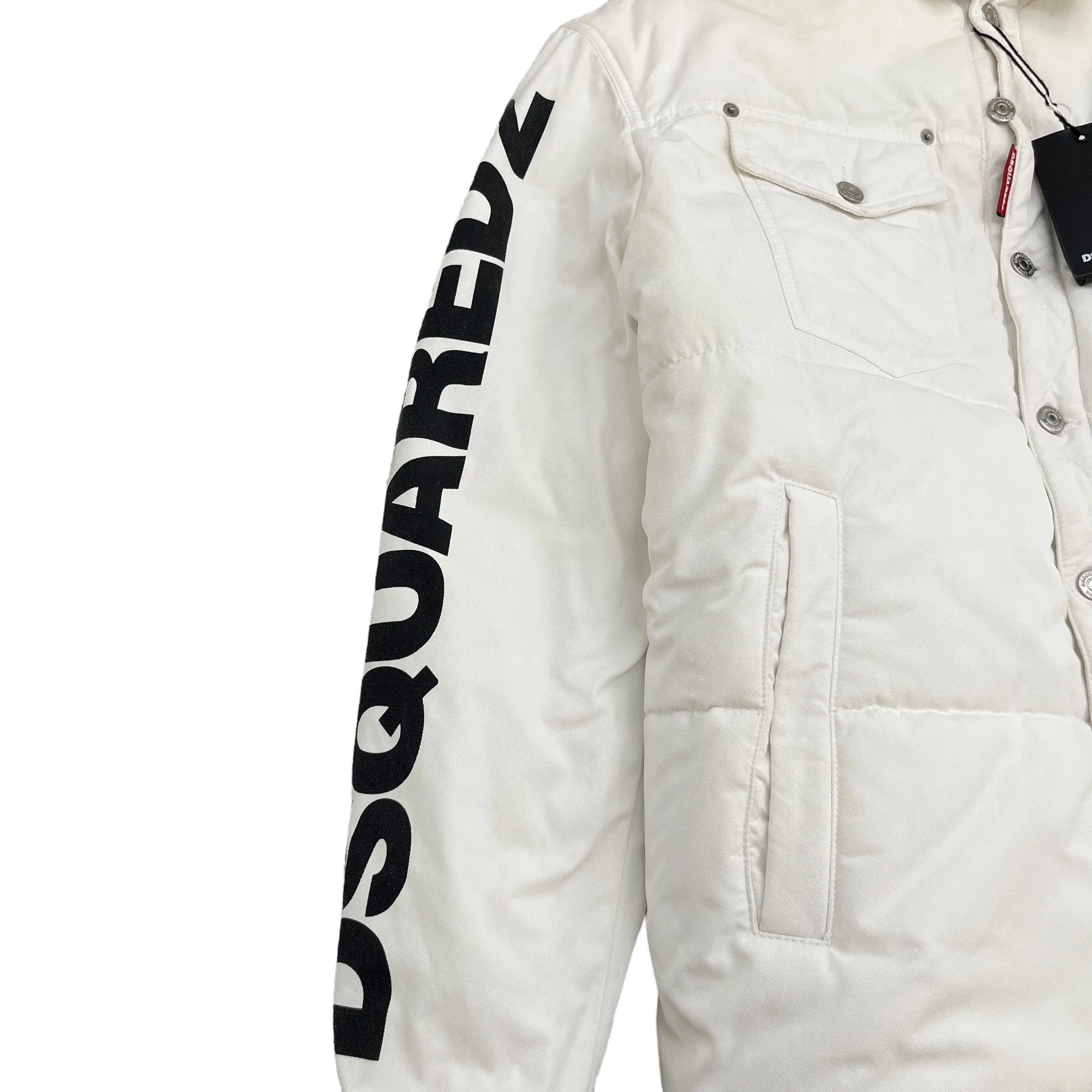 Men's Logo Down Jacket White Size IT 52 / XL