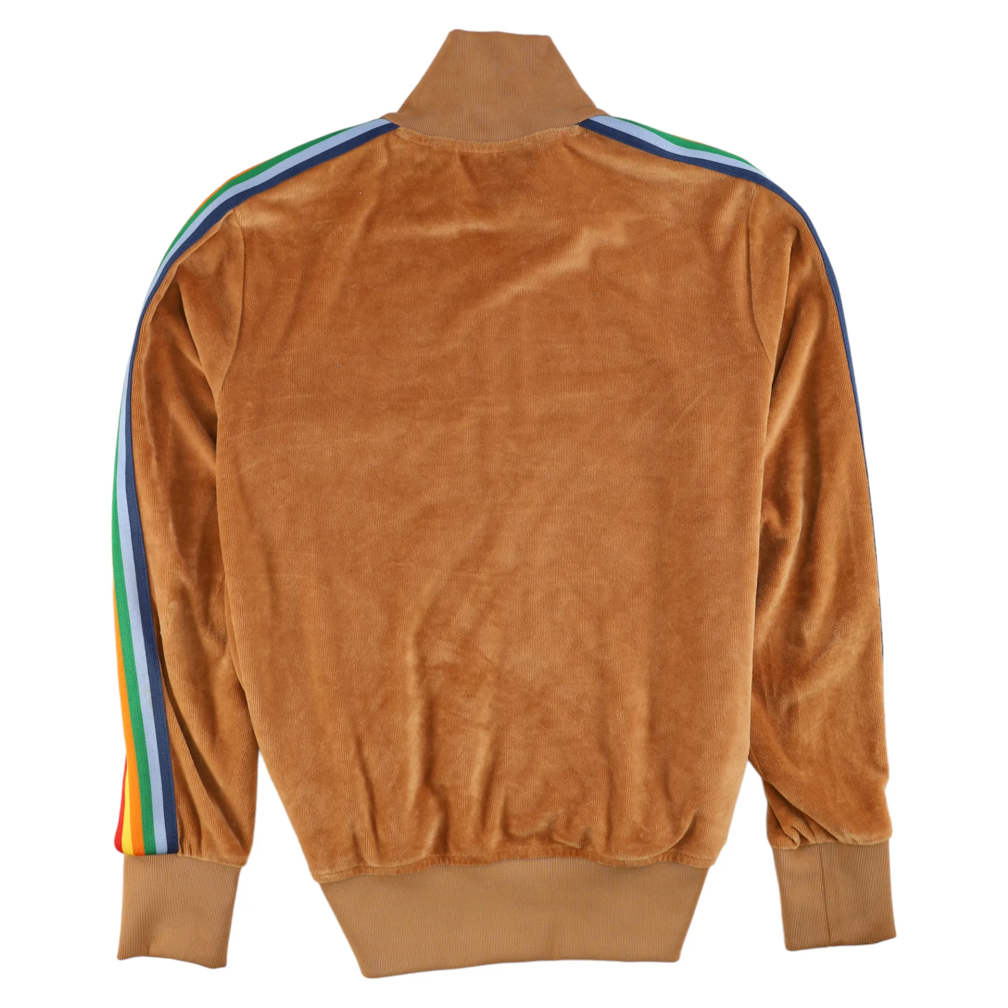 Men's Rainbow Stripe Logo Track Jacket Brown Size S