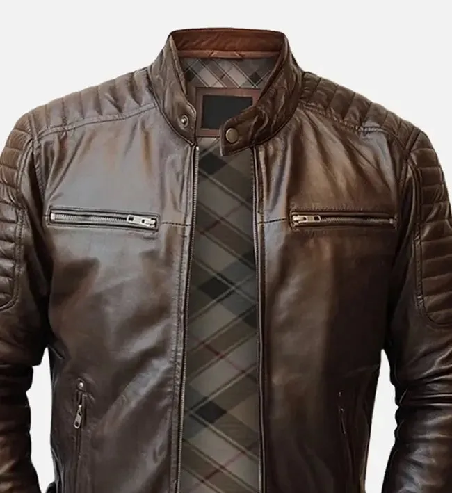 Men's  Sprint  Brown Leather Jacket