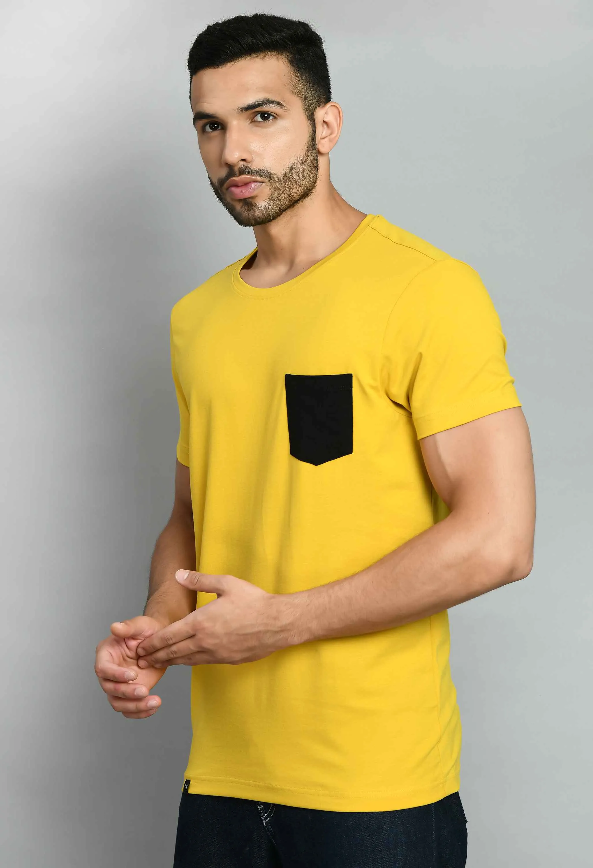 Men's Yellow Lycra Smart Fit T-Shirt