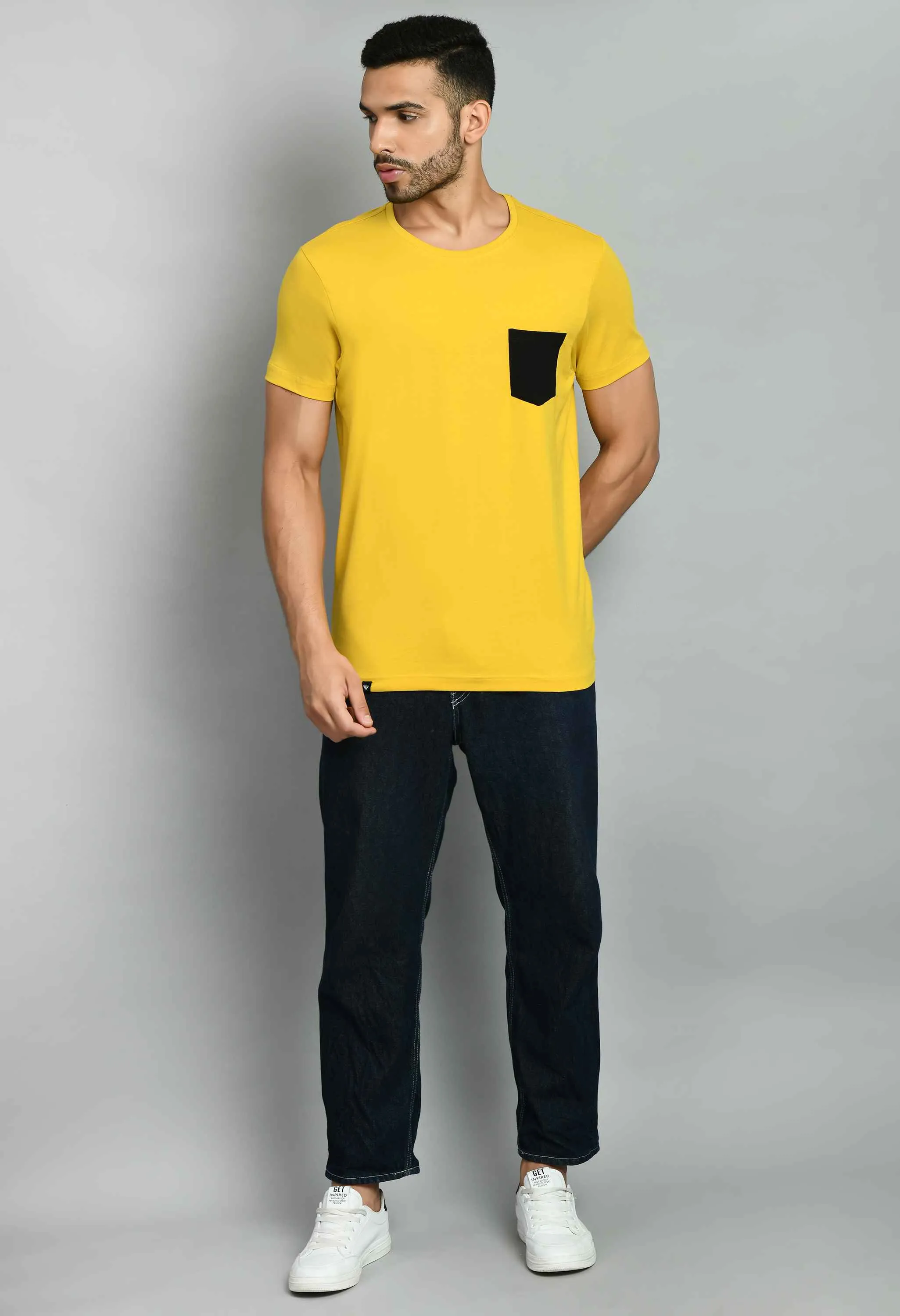 Men's Yellow Lycra Smart Fit T-Shirt