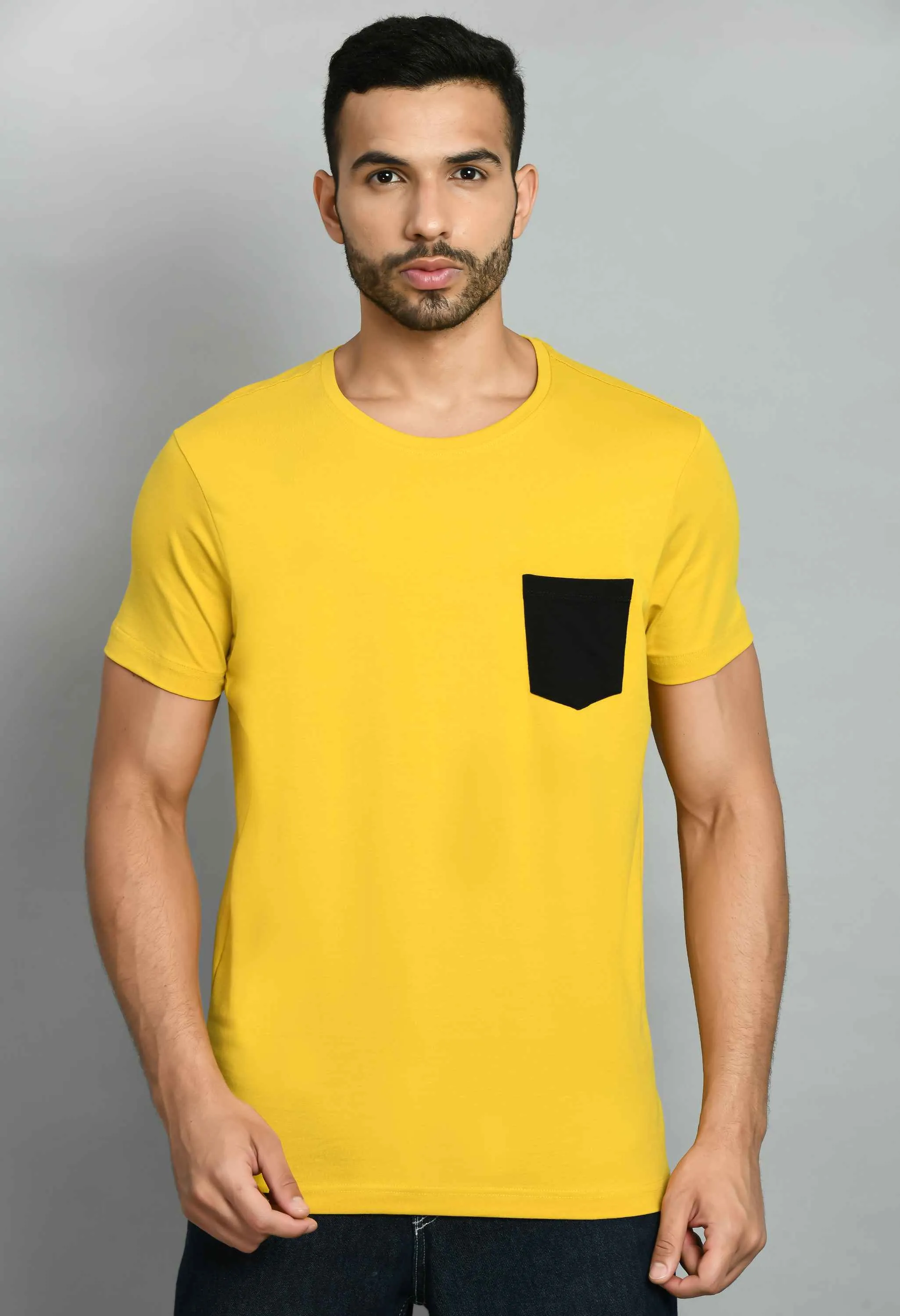 Men's Yellow Lycra Smart Fit T-Shirt