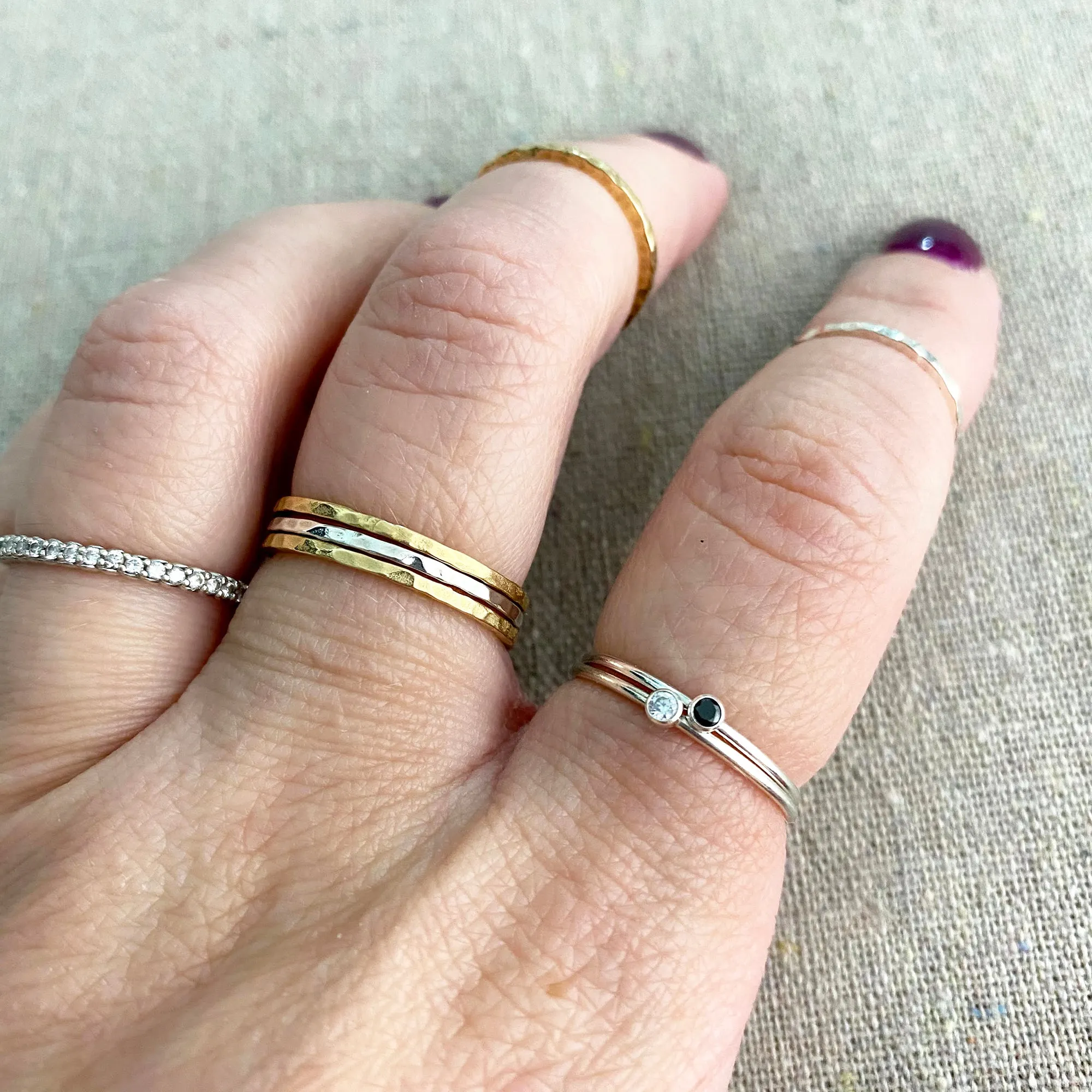 Micro Stone Stacking Ring • Sterling