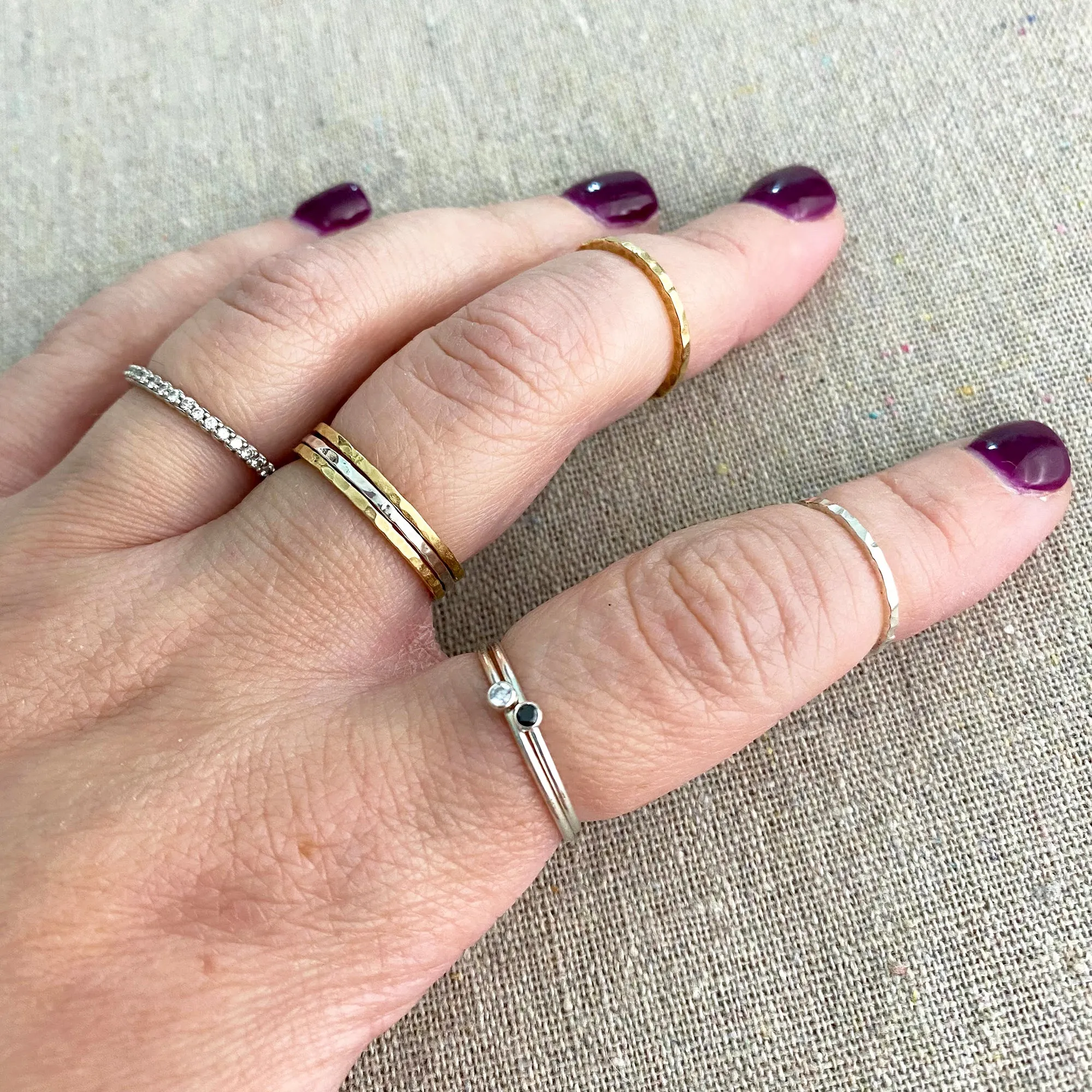 Micro Stone Stacking Ring • Sterling