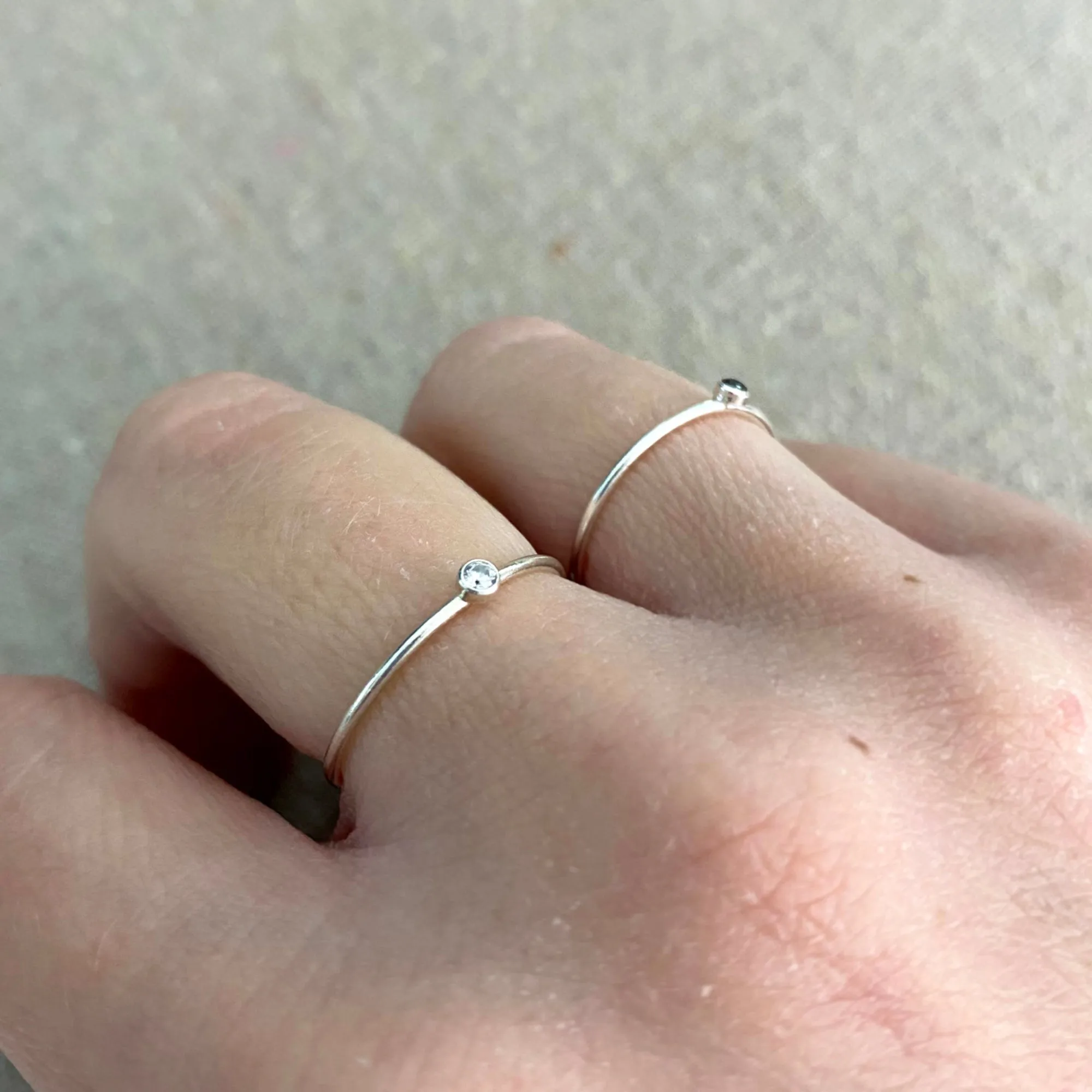 Micro Stone Stacking Ring • Sterling