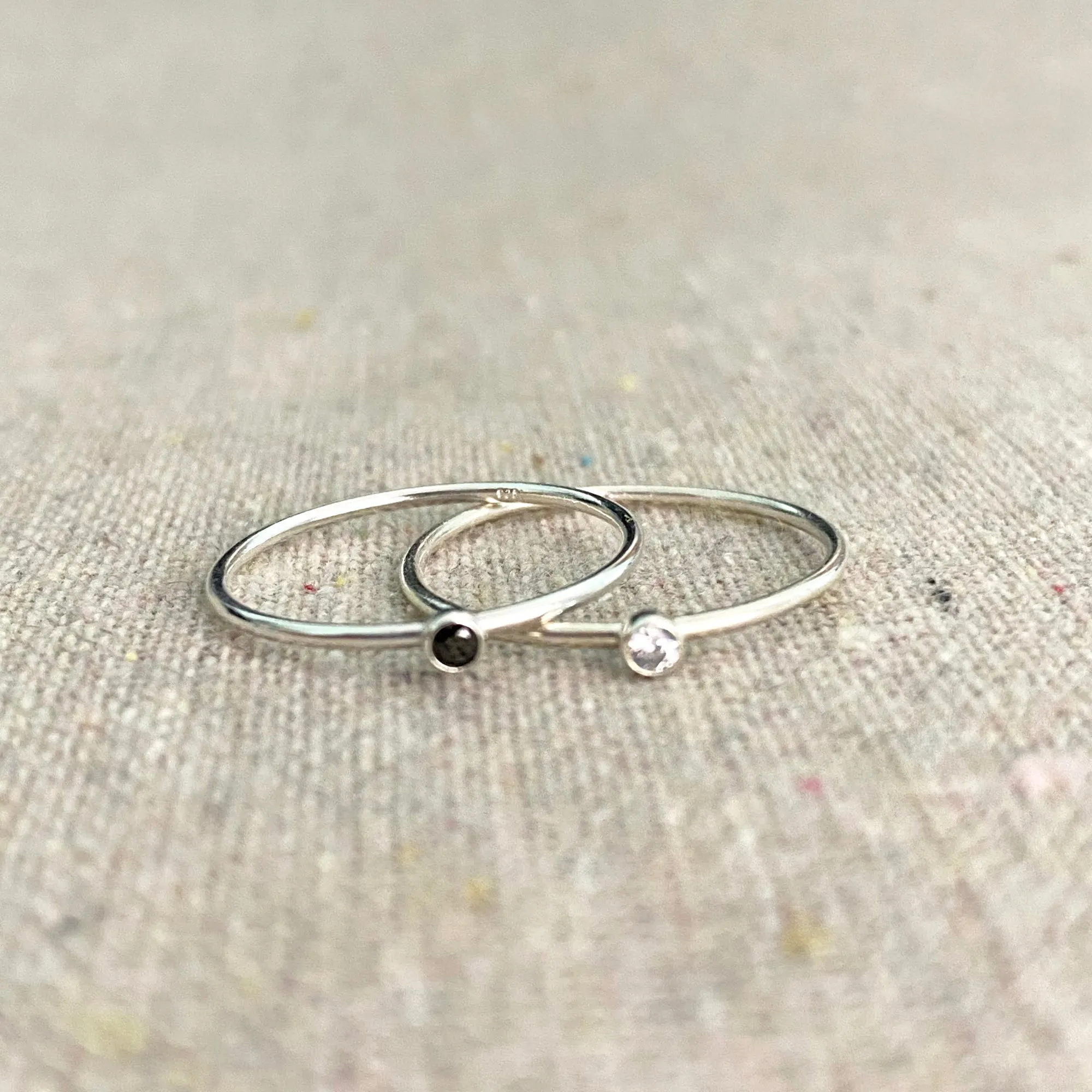 Micro Stone Stacking Ring • Sterling