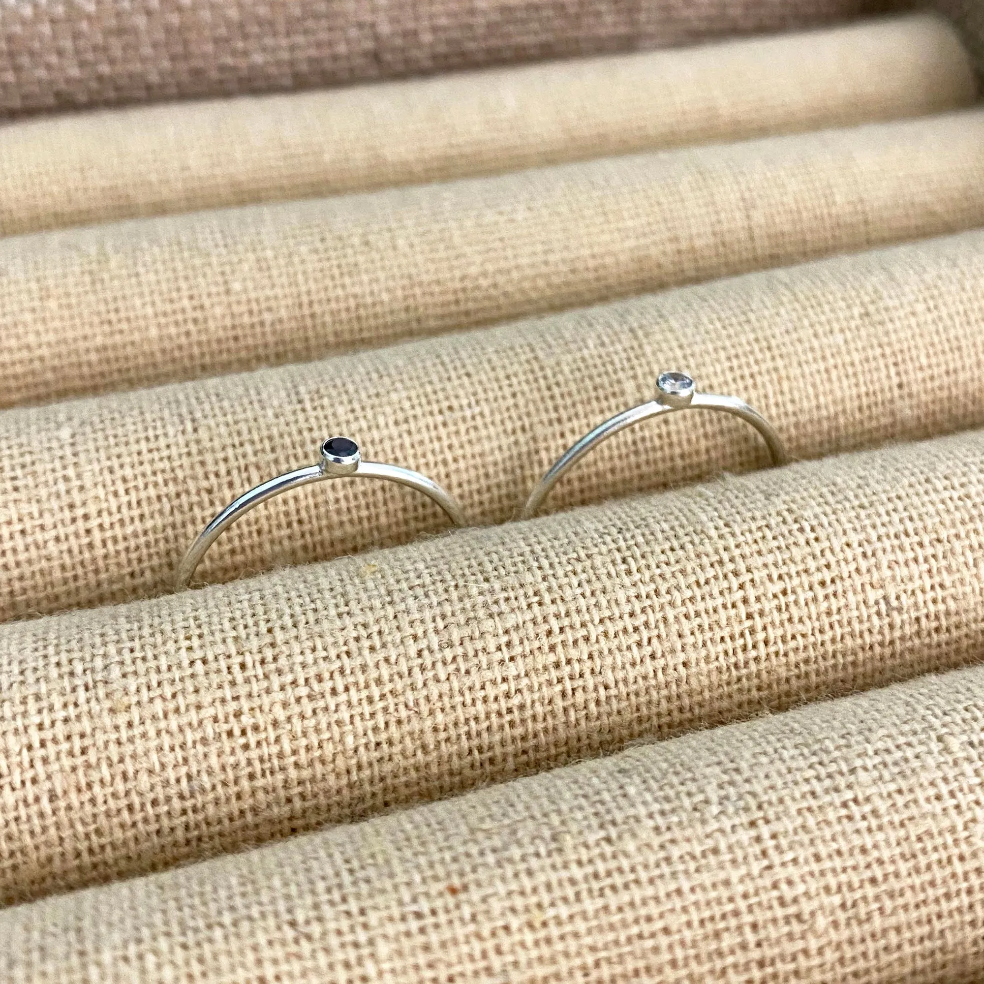 Micro Stone Stacking Ring • Sterling