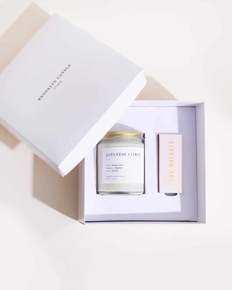 Minimalist Scented Candle   Matchbox Gift Set