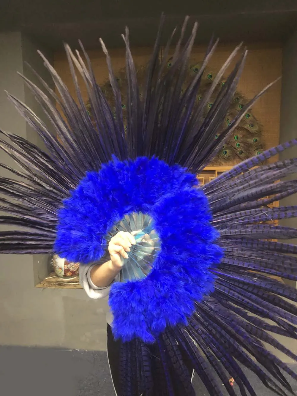 Navy Marabou & Pheasant Feather Fan