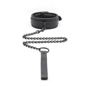 Padded Collar with Leash - One Size (Black/Black)