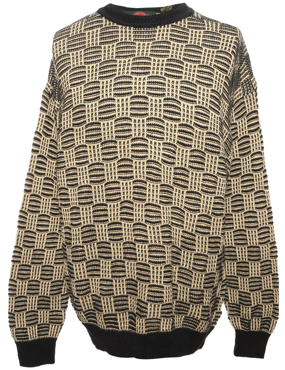 Patterned Light Brown Jumper - L