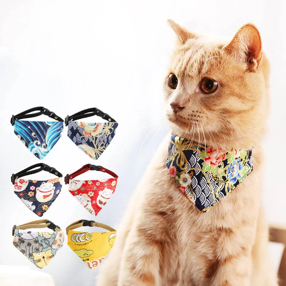 PAWS ASIA Shopee New Cheap Fancy Stylish Colorful Patterns Cute Personalized Cat Bandana Collar