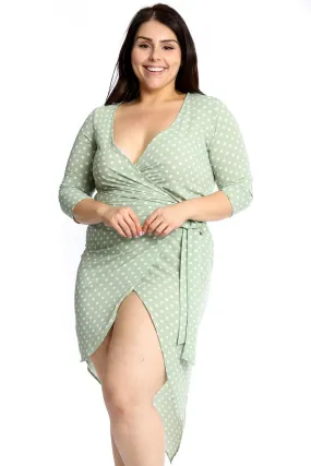 Polka Dots Chiffon Wrap Dress