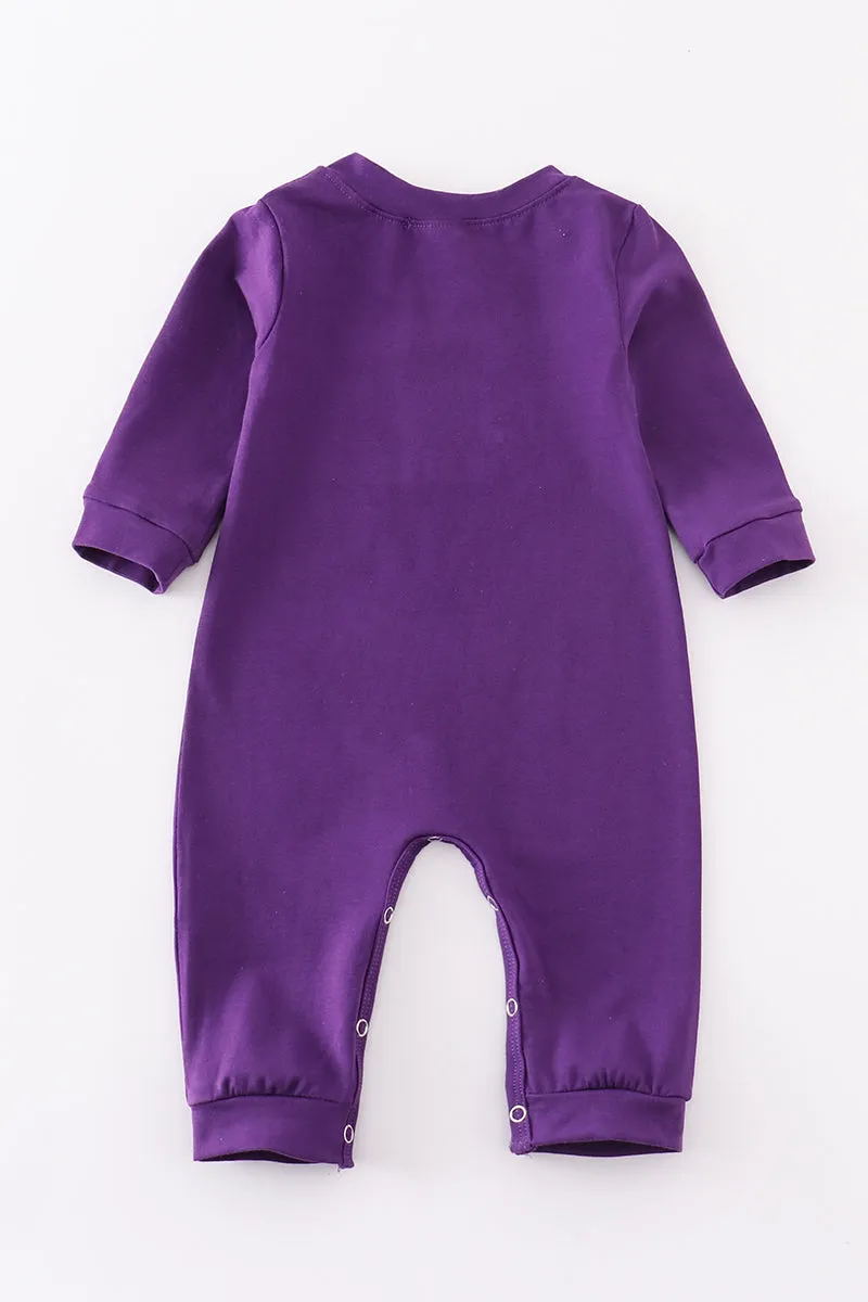 Purple geaux embroidery boy romper