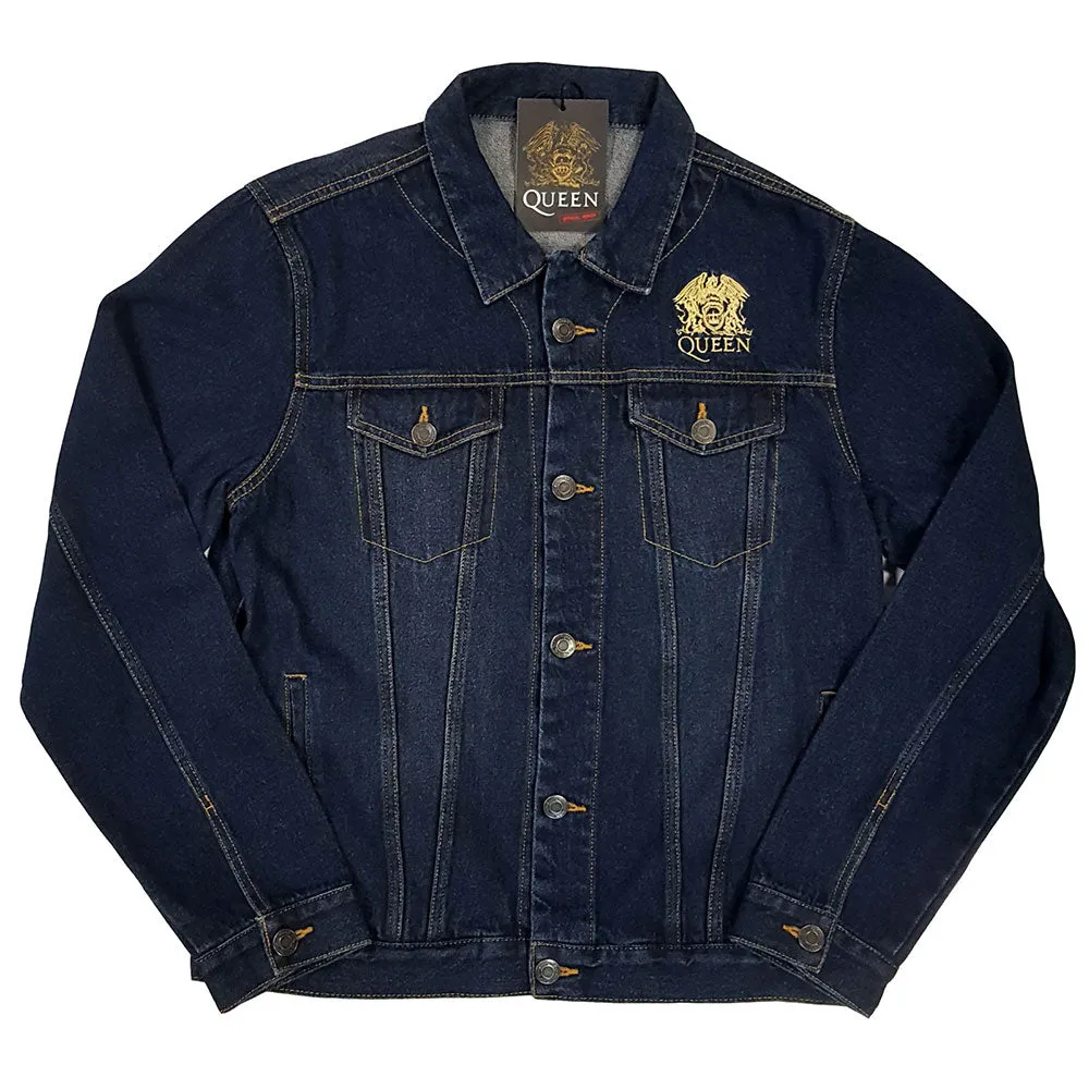 Queen Unisex Denim Jacket: Classic Crest (Back Print)