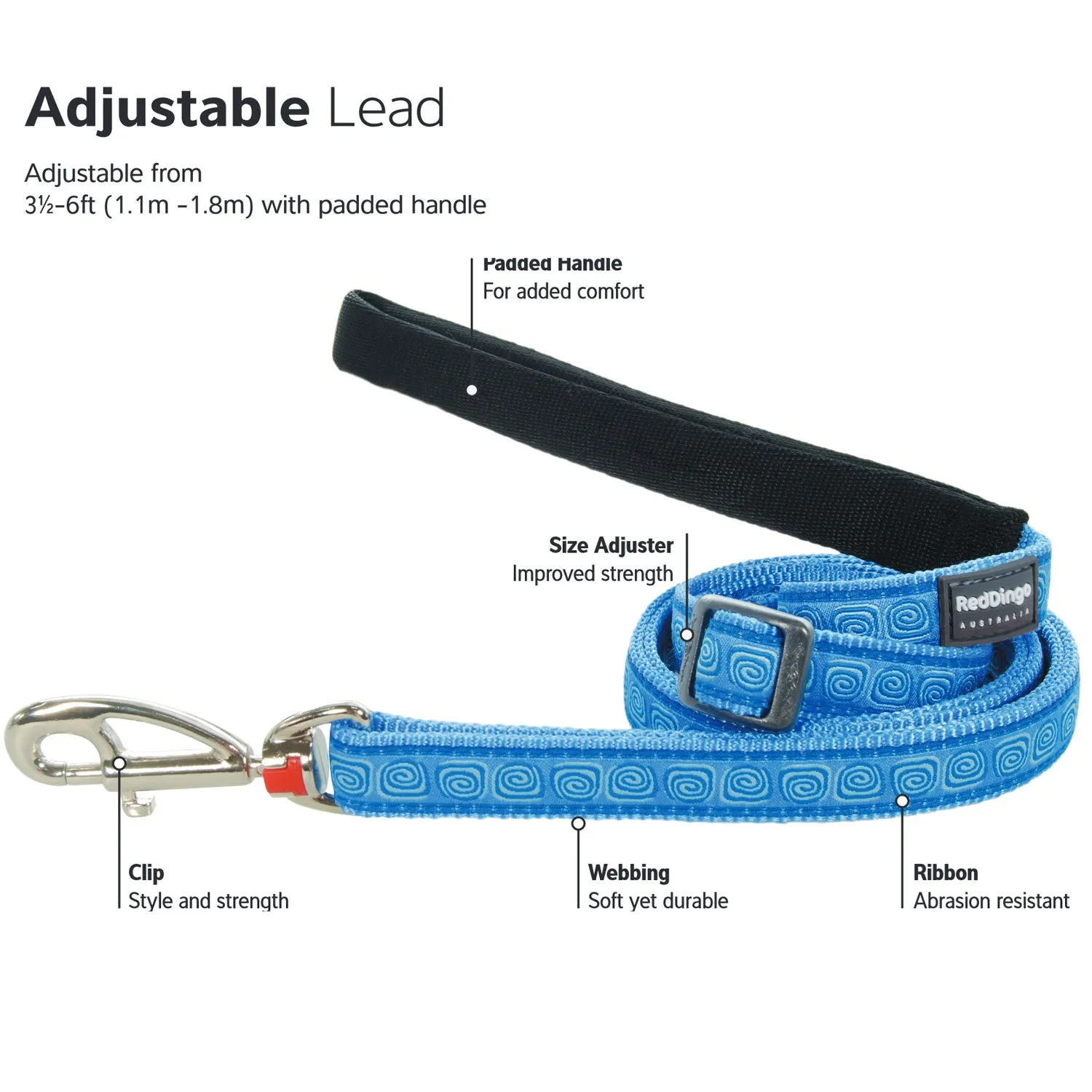 Reflective Bones Leash - Blue