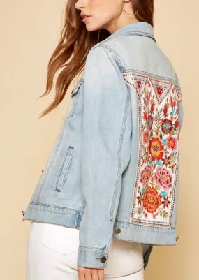 Savanna Jane  Floral Embroidery Denim Jean Jacket ~ FINAL SALE