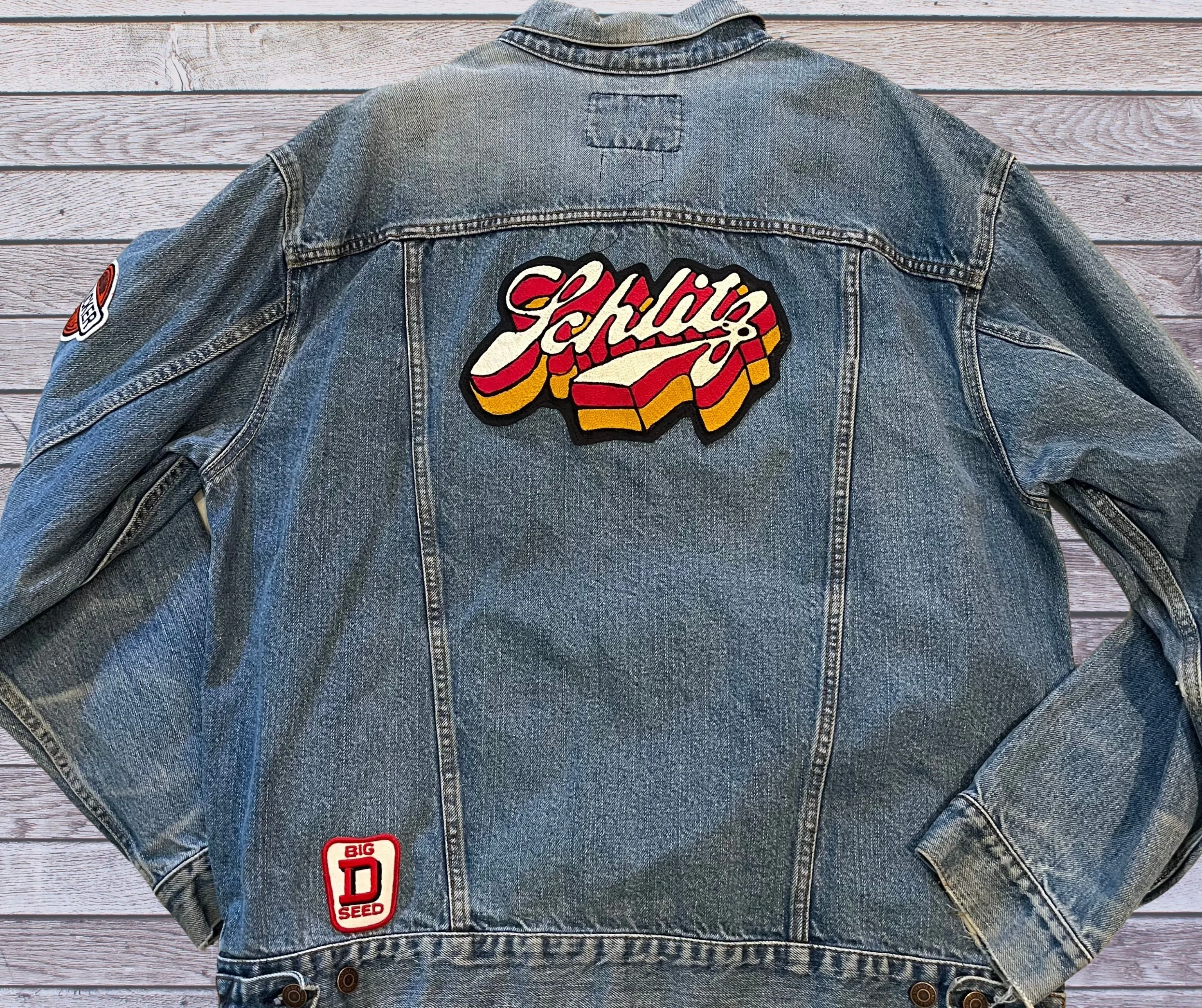 Schlitz chainstitched denim jacket