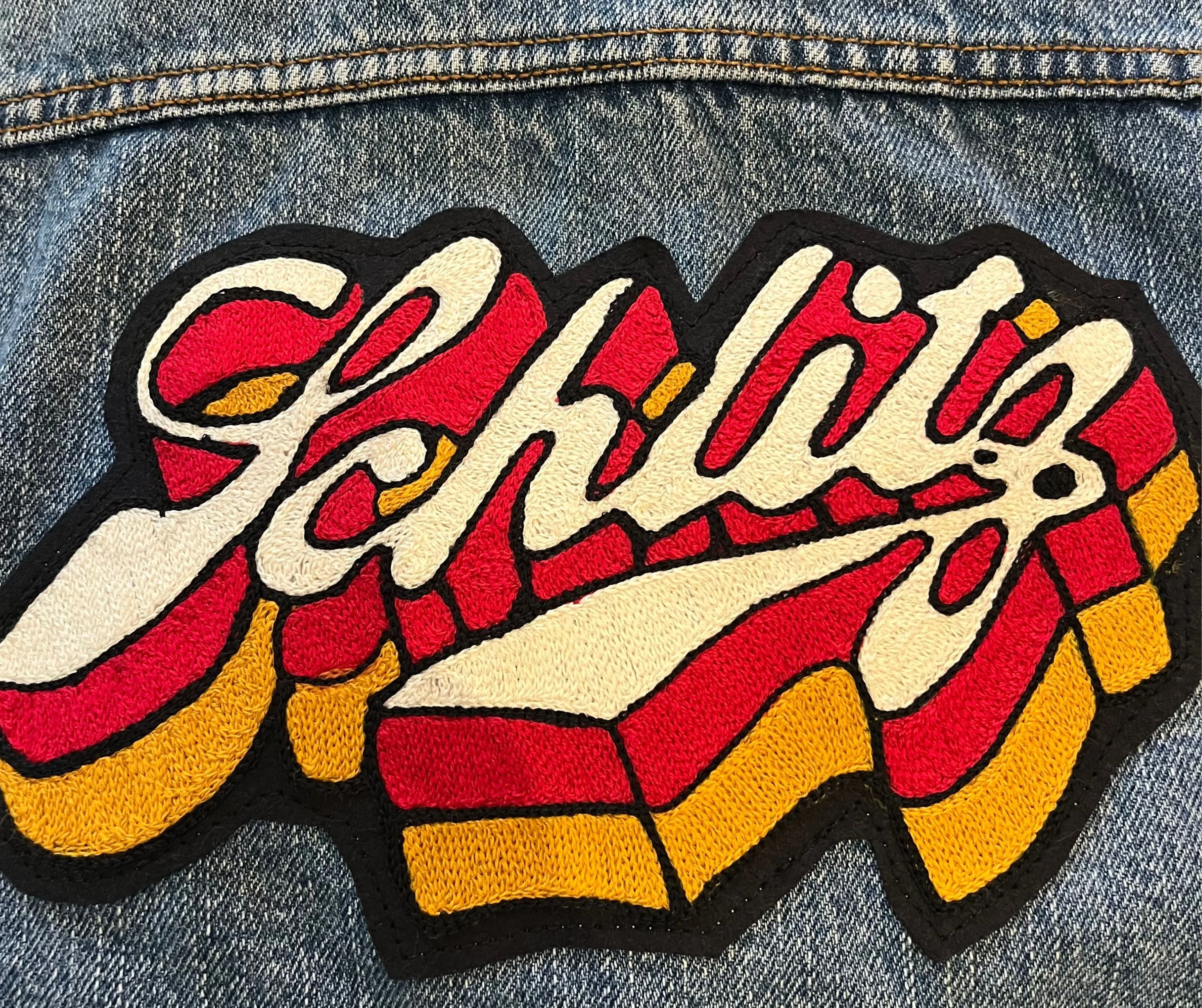 Schlitz chainstitched denim jacket