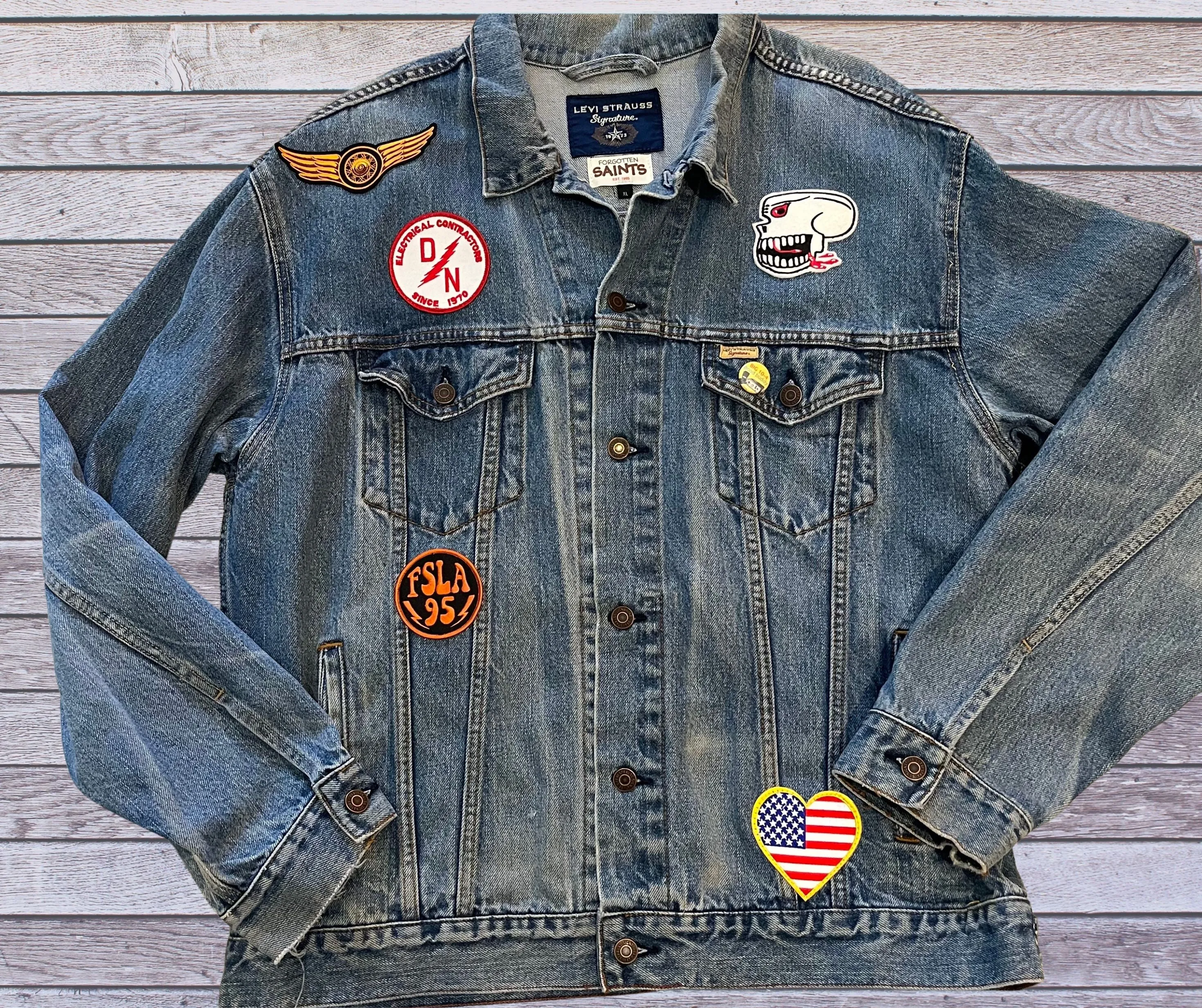 Schlitz chainstitched denim jacket