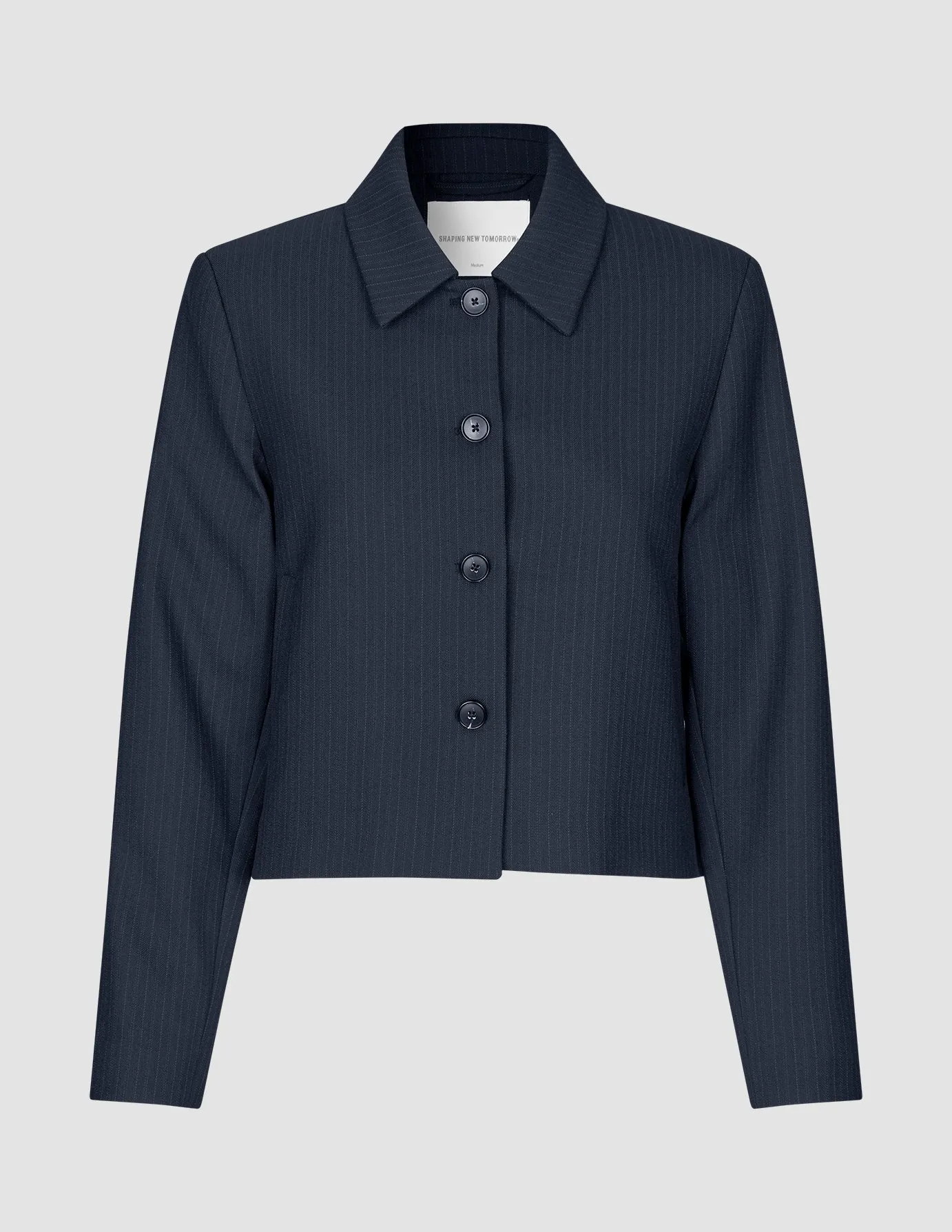 Serene Short Jacket Black Night Pinstripe