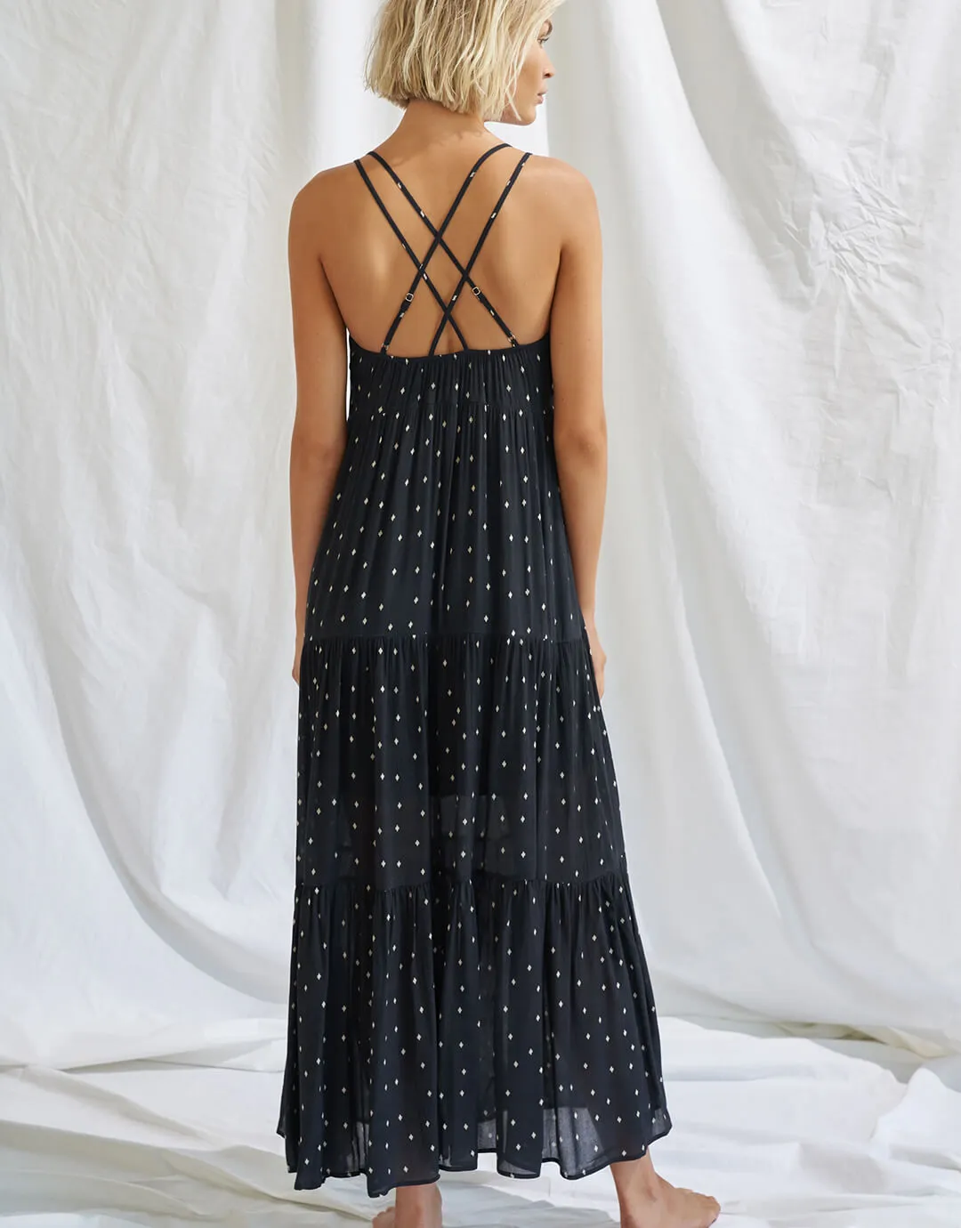 Soul Spots Strappy Maxi Dress - Black