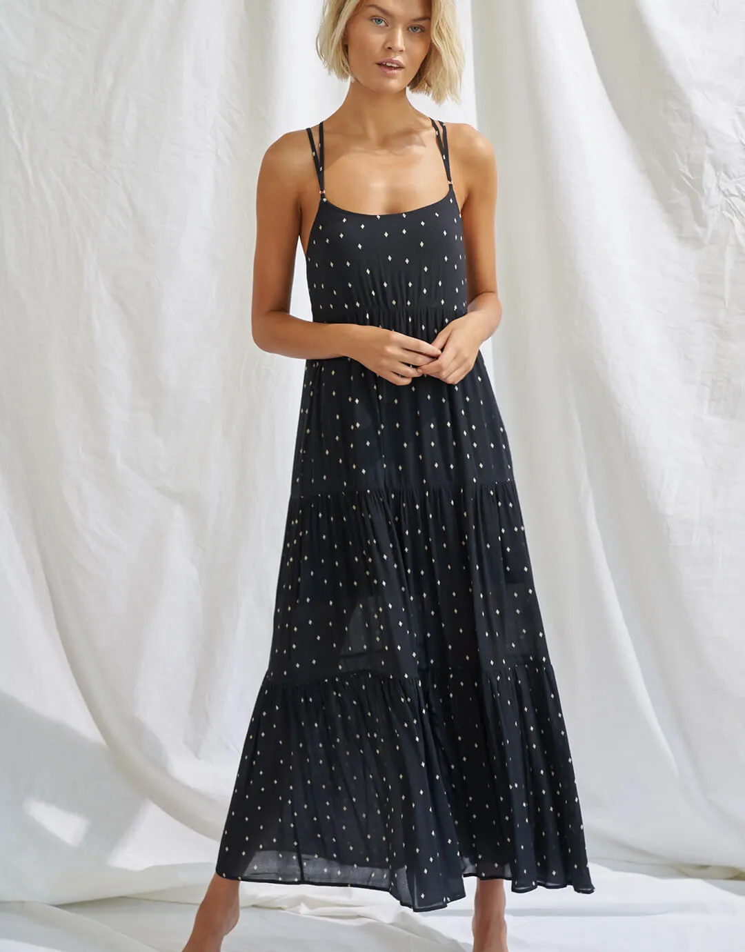 Soul Spots Strappy Maxi Dress - Black