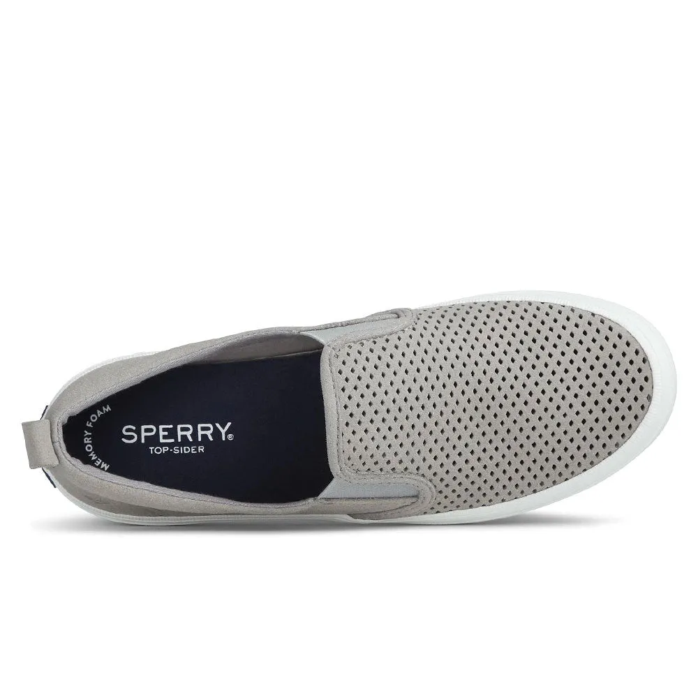 Sperry Women's Crest Twin Gore Leather Wave Perforated Sneaker- Grey