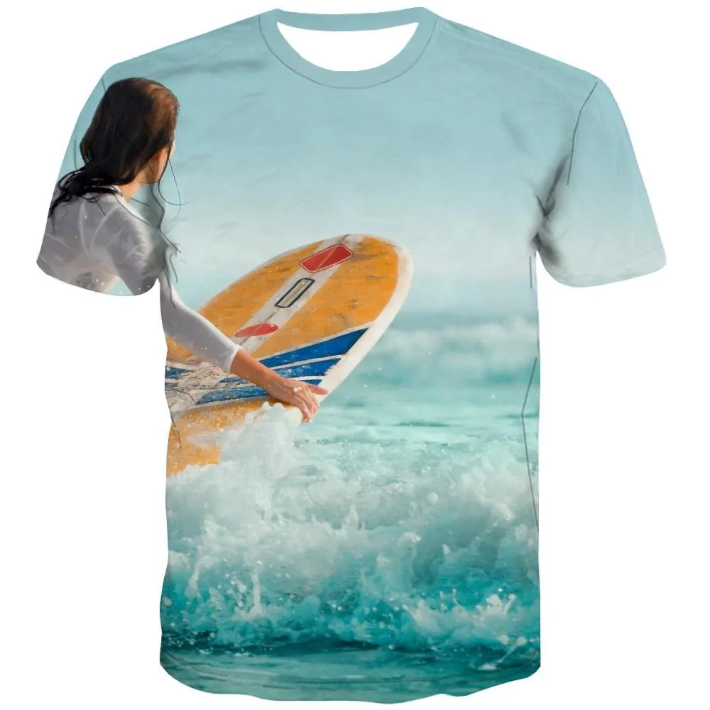 surf T-shirt Men The sea Tshirt Anime sport T shirts Funny Cool Tshirt Printed