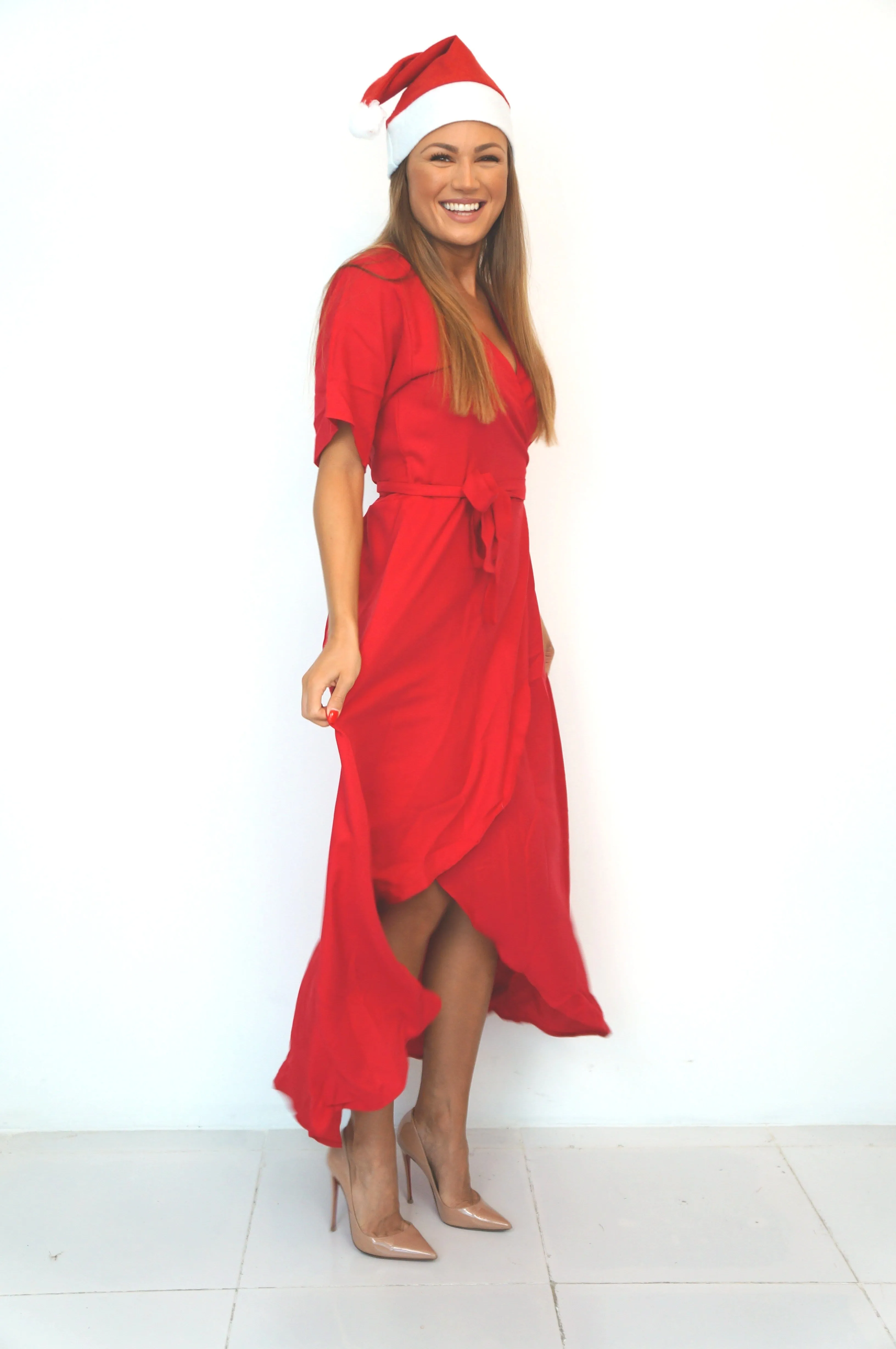 The Maxi Wrap Dress - Christmas Mac Red