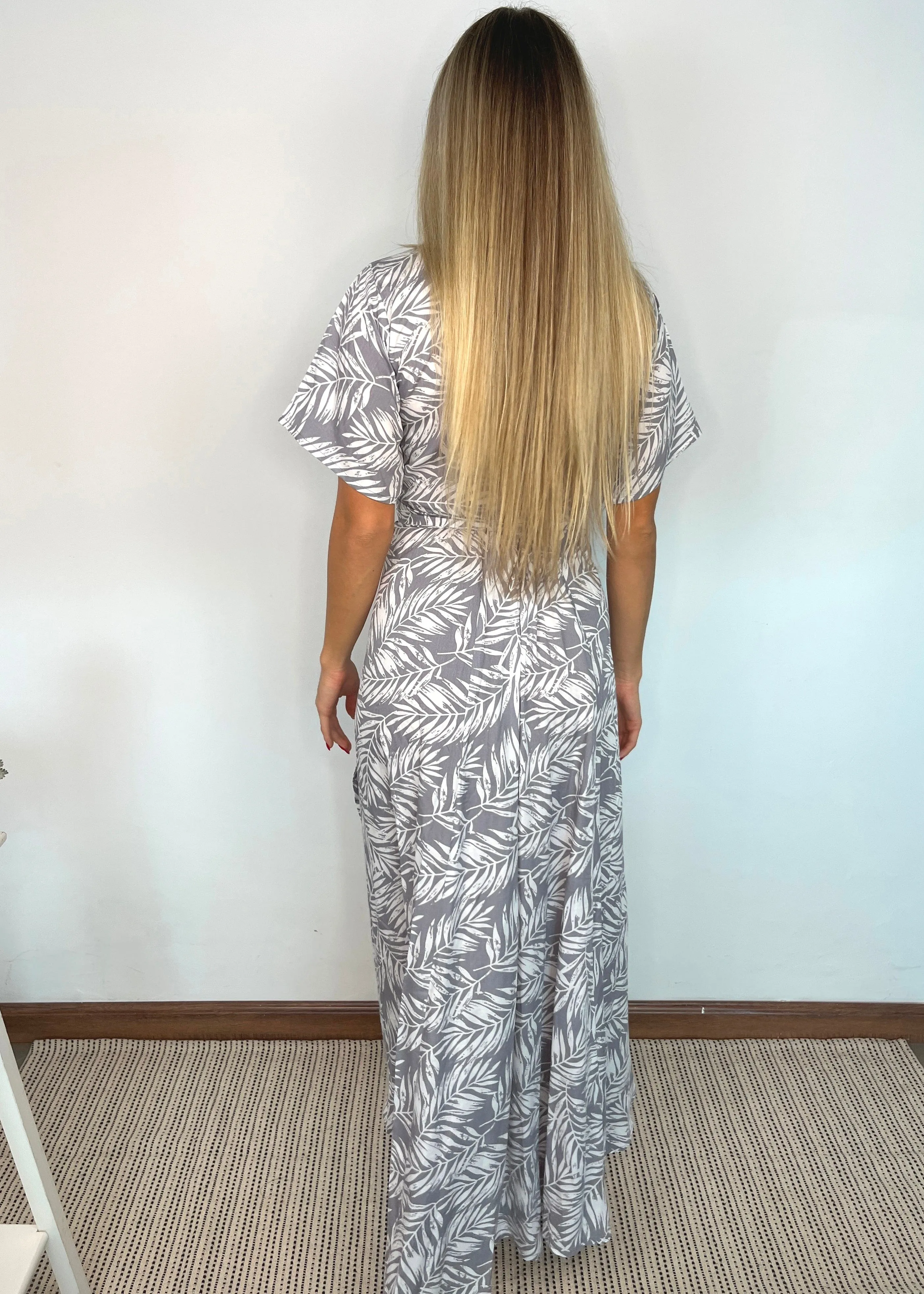 The Maxi Wrap Dress - Pebble Palms