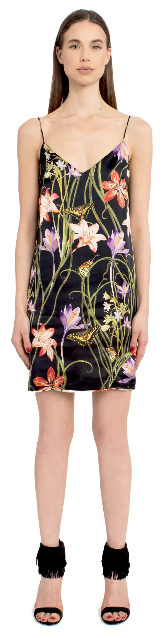 The Reversible Silk Slip   Botanica Black | Botanica Ivory