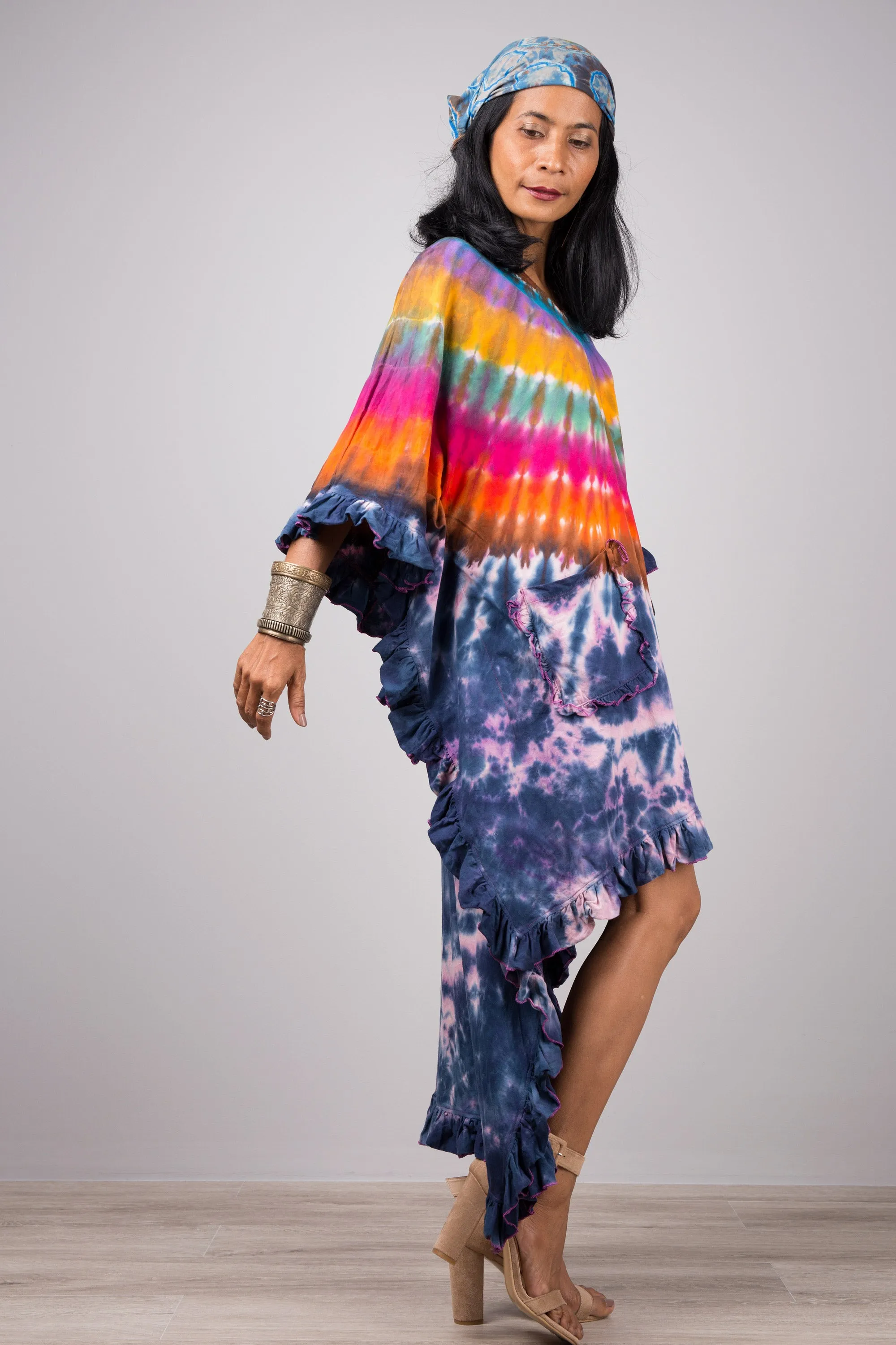 Tie dye kaftan top dress