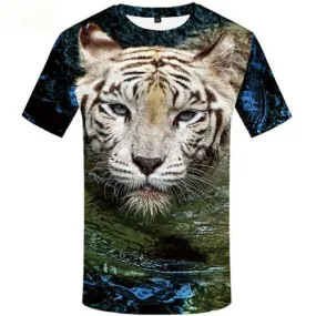 Tiger T shirts Men Water Shirt Print Animal Tshirt Anime Short Sleeve Full Print Unisex S-5XL Slim Big Size