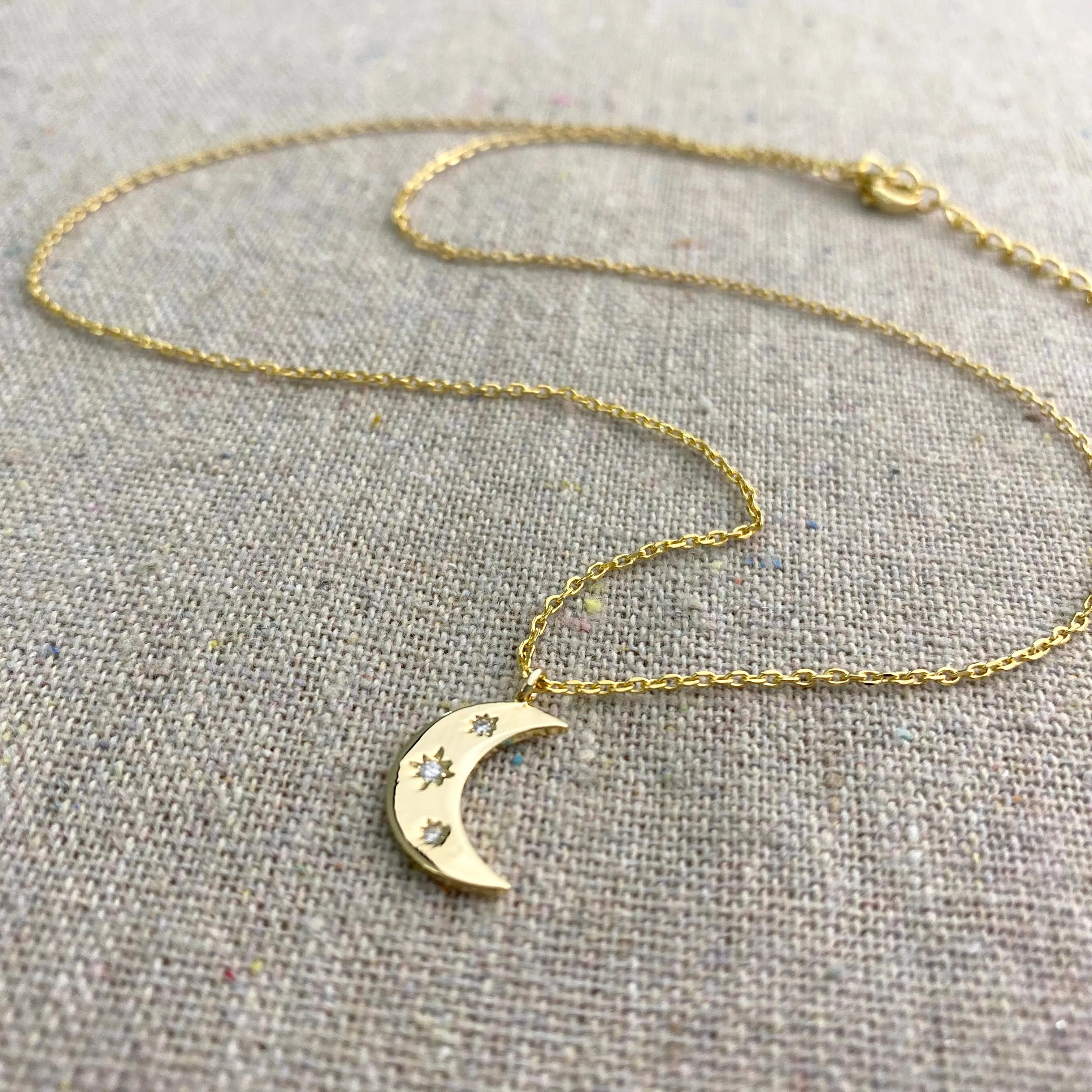 Trifecta Twinkle Necklace • Crescent Moon