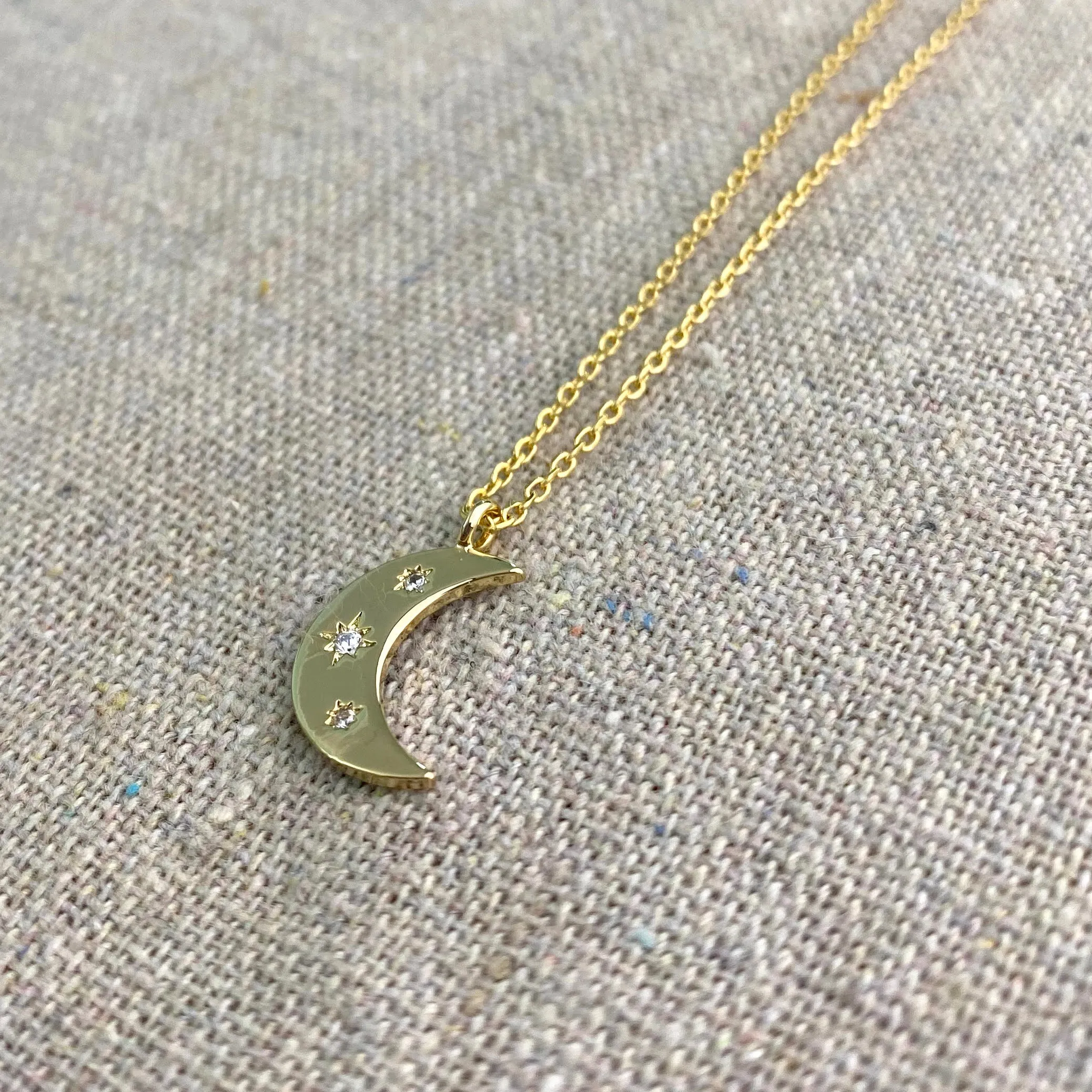 Trifecta Twinkle Necklace • Crescent Moon