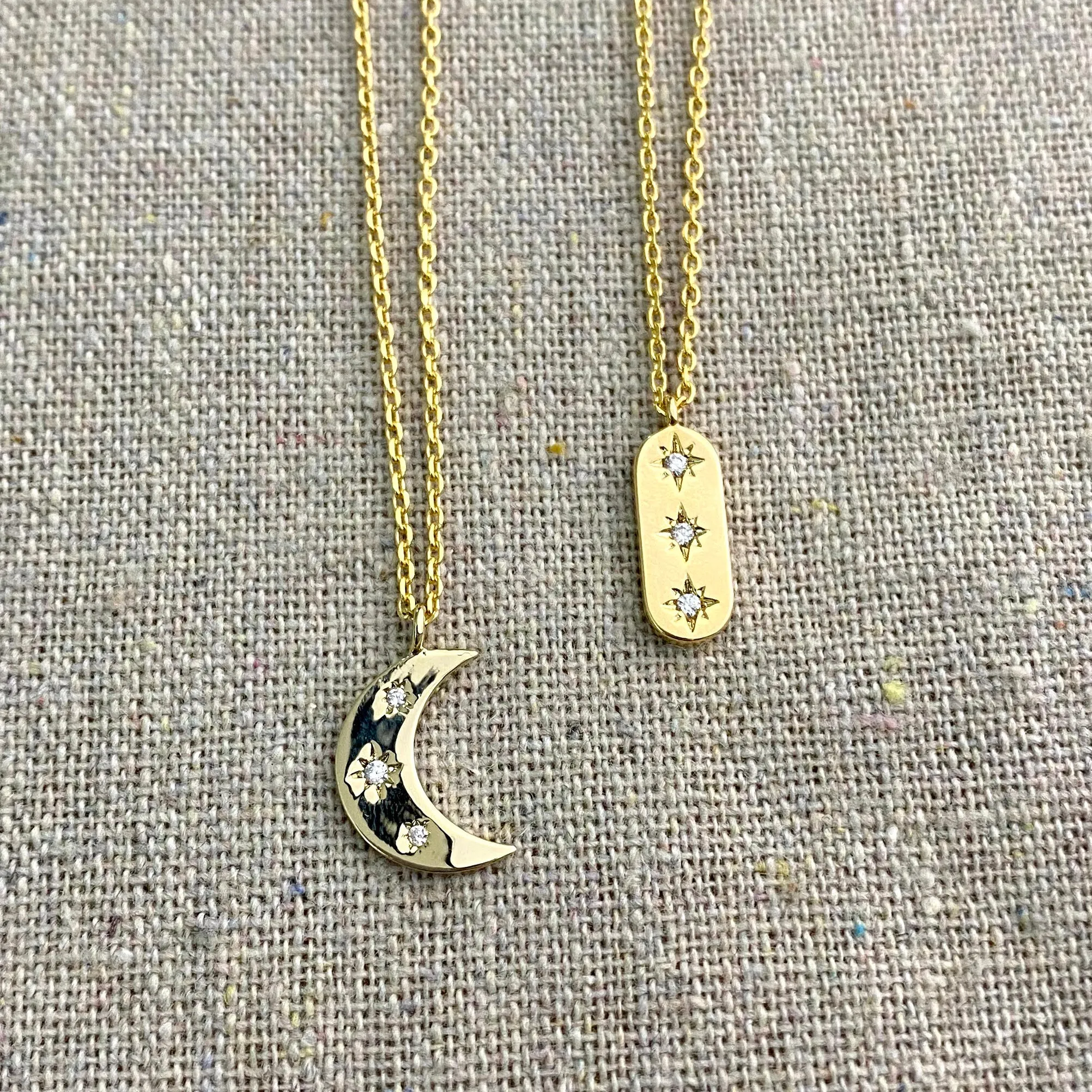 Trifecta Twinkle Necklace • Crescent Moon