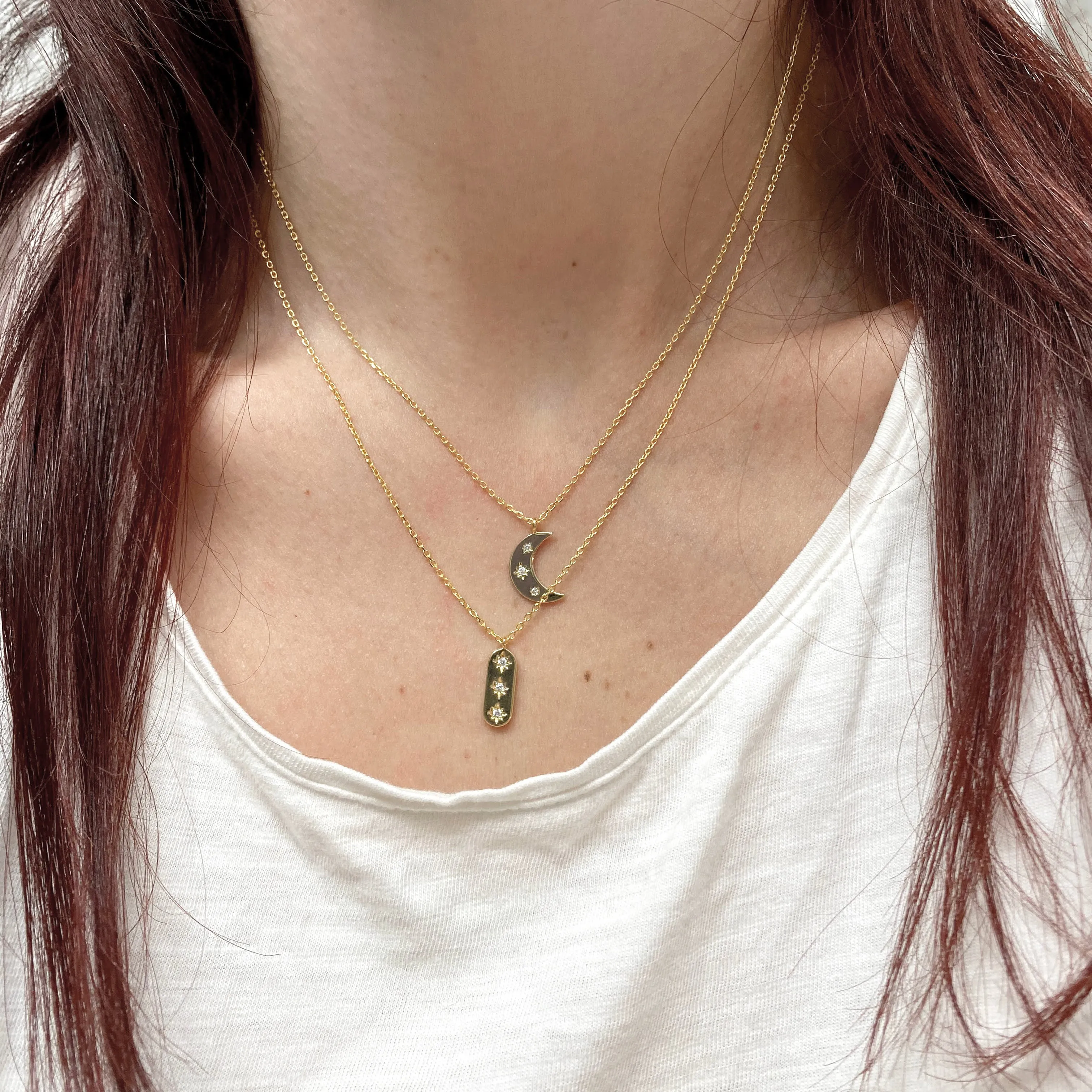 Trifecta Twinkle Necklace • Crescent Moon