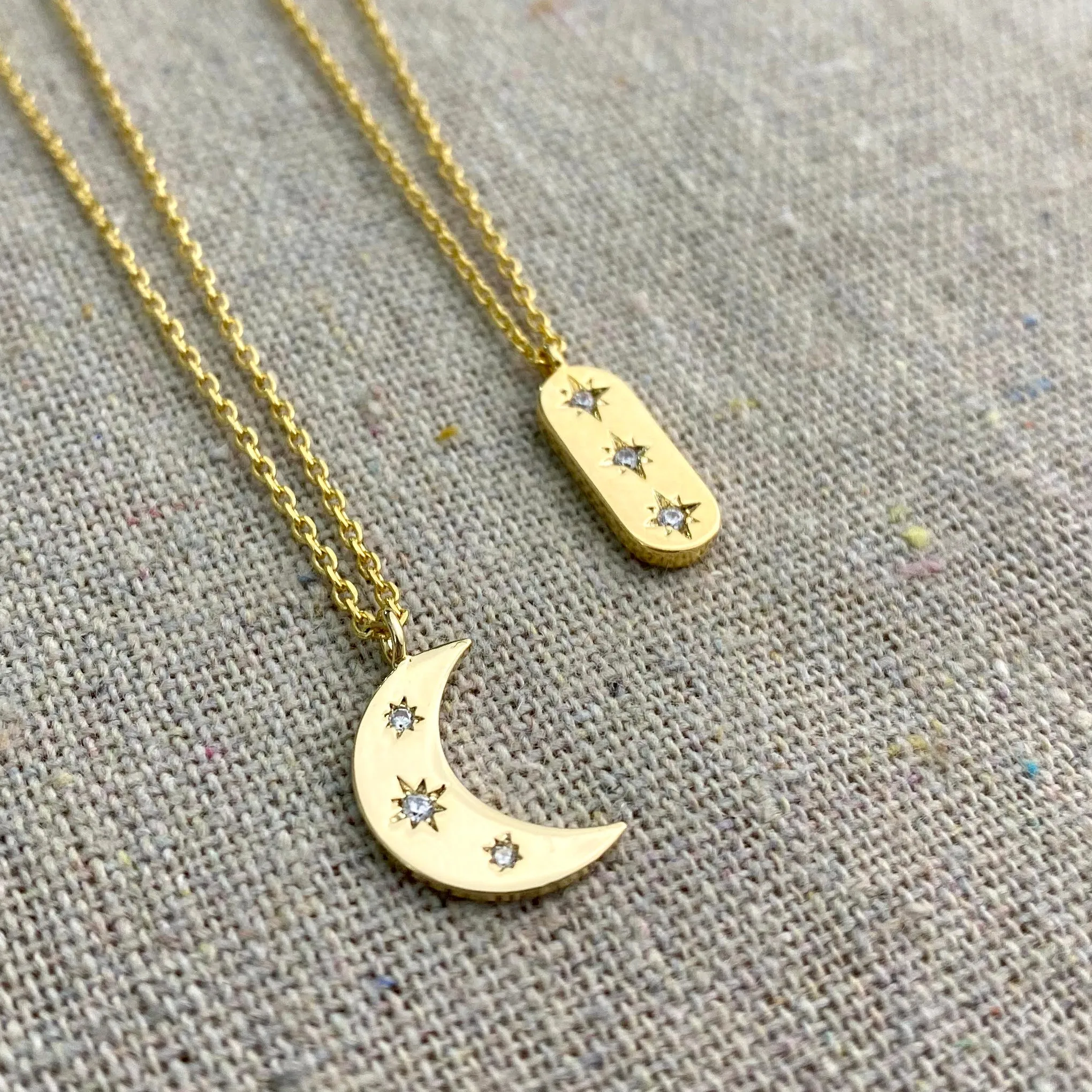 Trifecta Twinkle Necklace • Crescent Moon