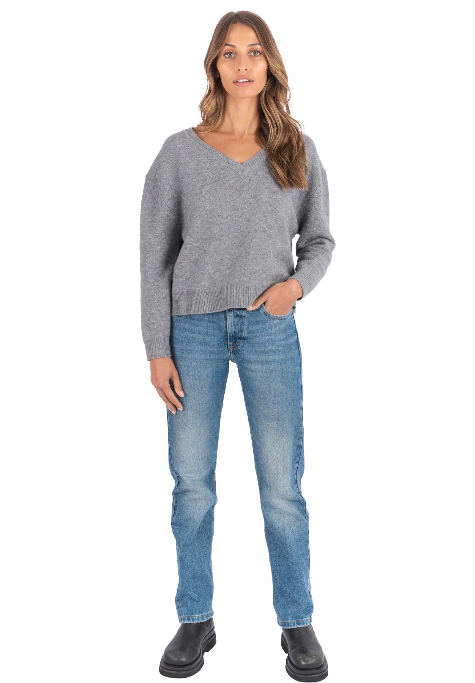 Viola Dark Grey Relaxed Merino Wool Sweater