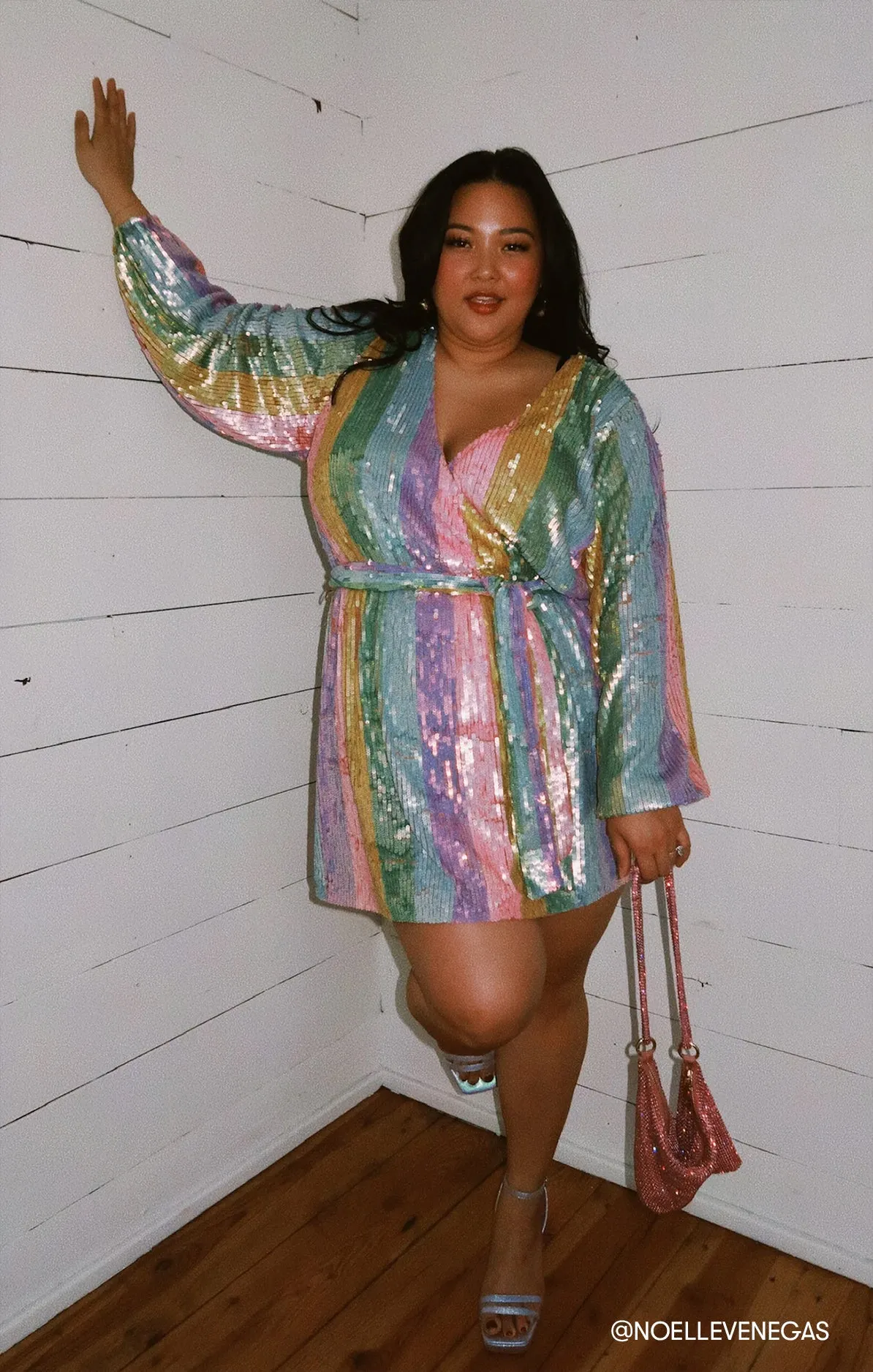 Wear Me Out Dress ~ Rainbow Stripe Sequins