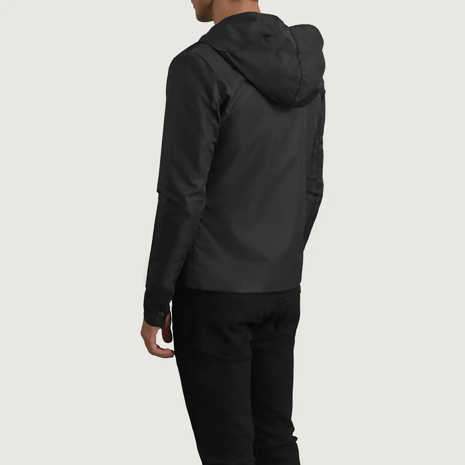 Wesley Black Hooded Windbreaker Jacket