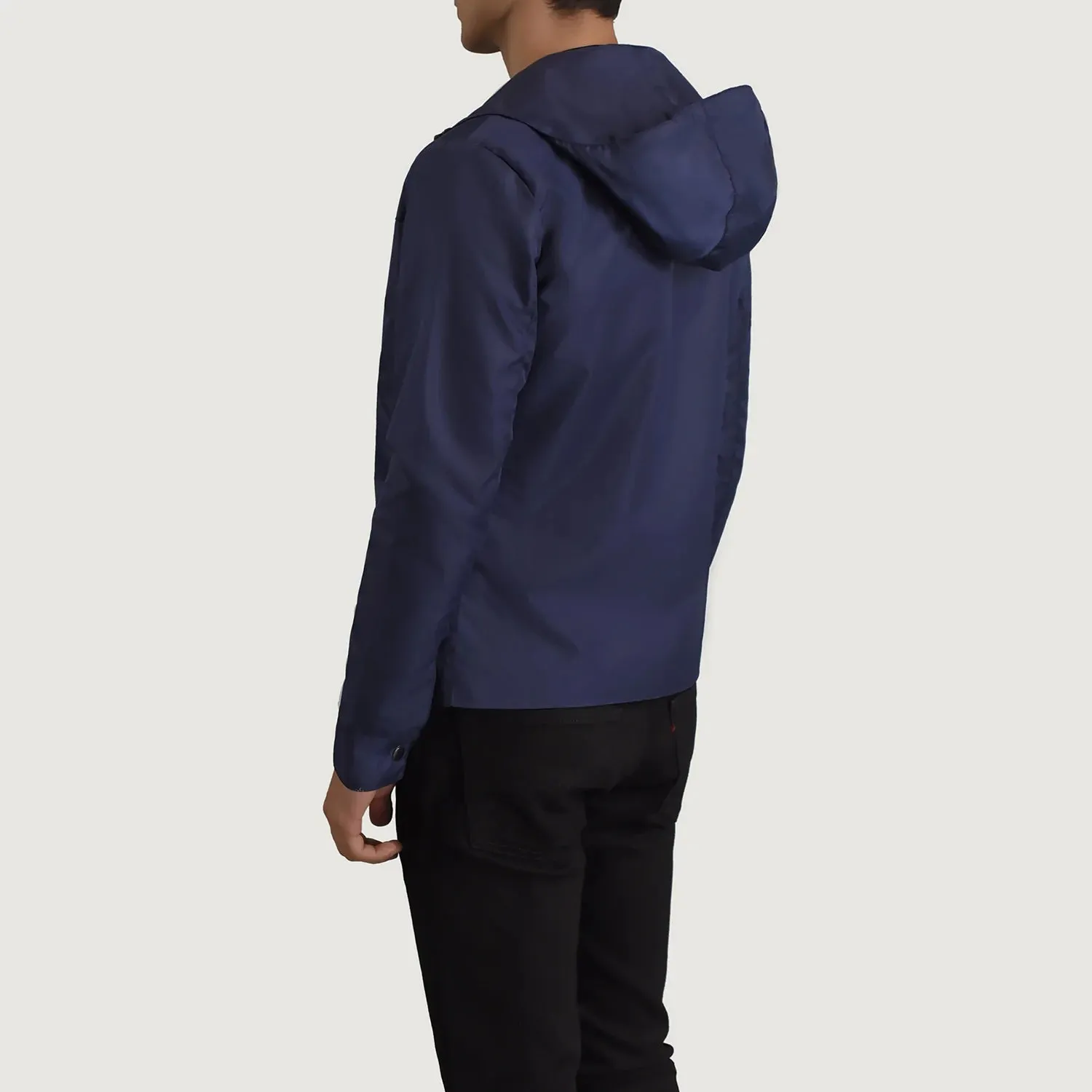 Wesley Blue Hooded Windbreaker Jacket