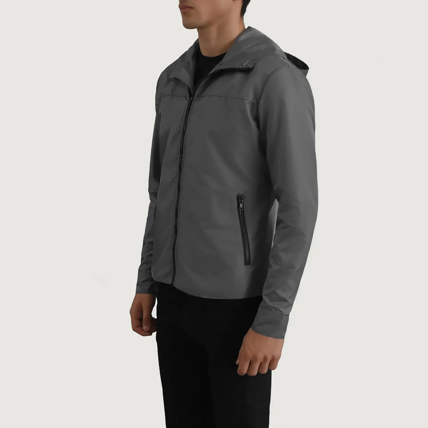 Wesley Grey Hooded Windbreaker Jacket