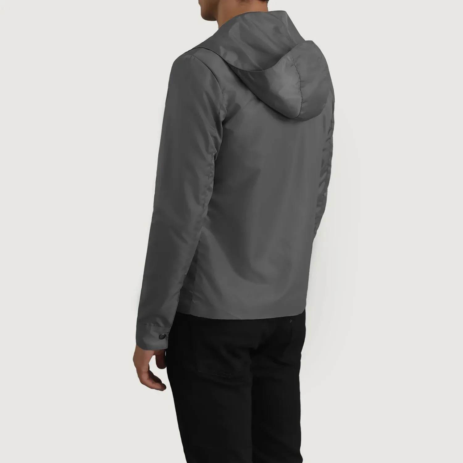 Wesley Grey Hooded Windbreaker Jacket